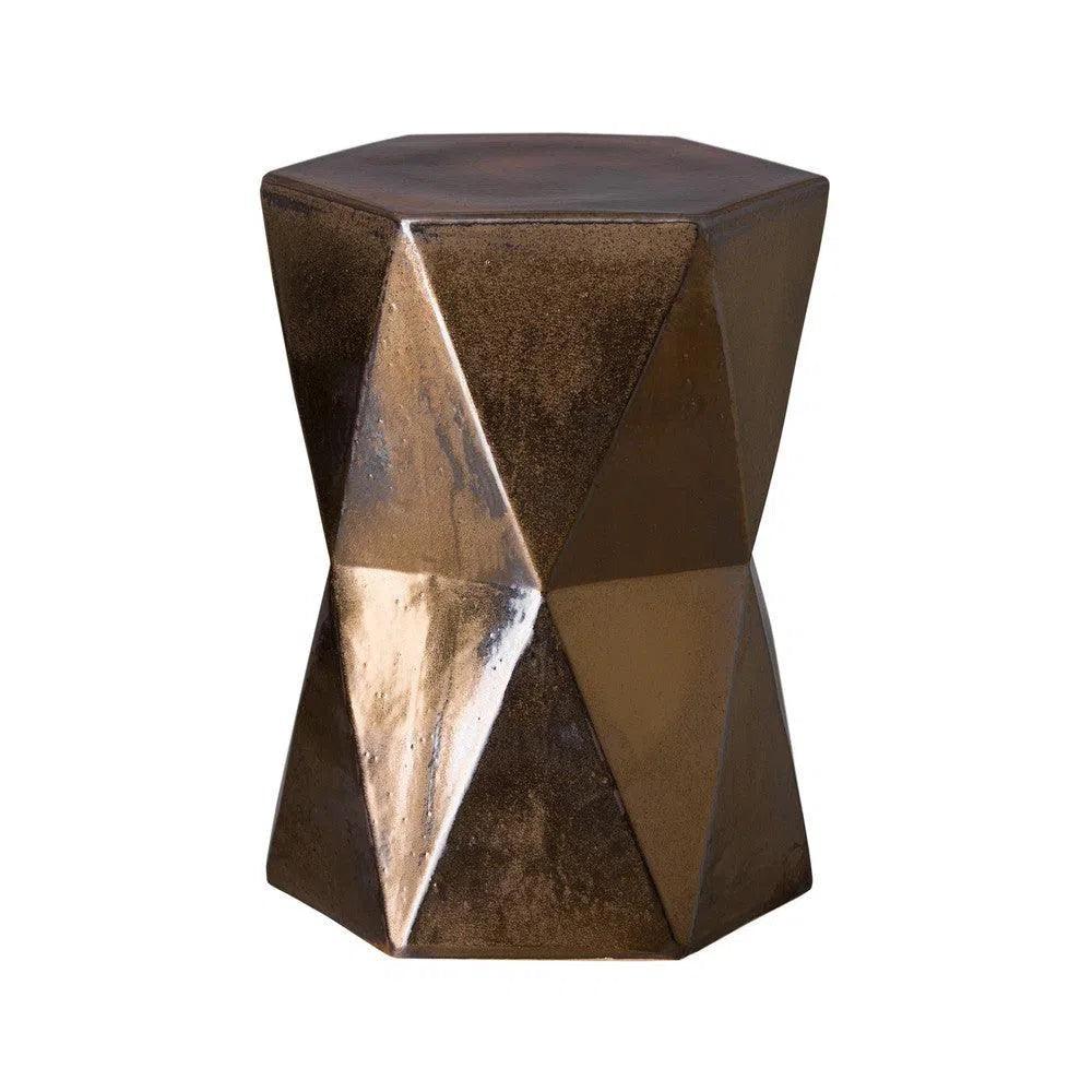 18 Inch Hexagon Ceramic Garden Stool - Outdoor Patio Furniture, Waterproof & Weatherproof - Perfect for Garden, Backyard, Poolside & Balcony Decor