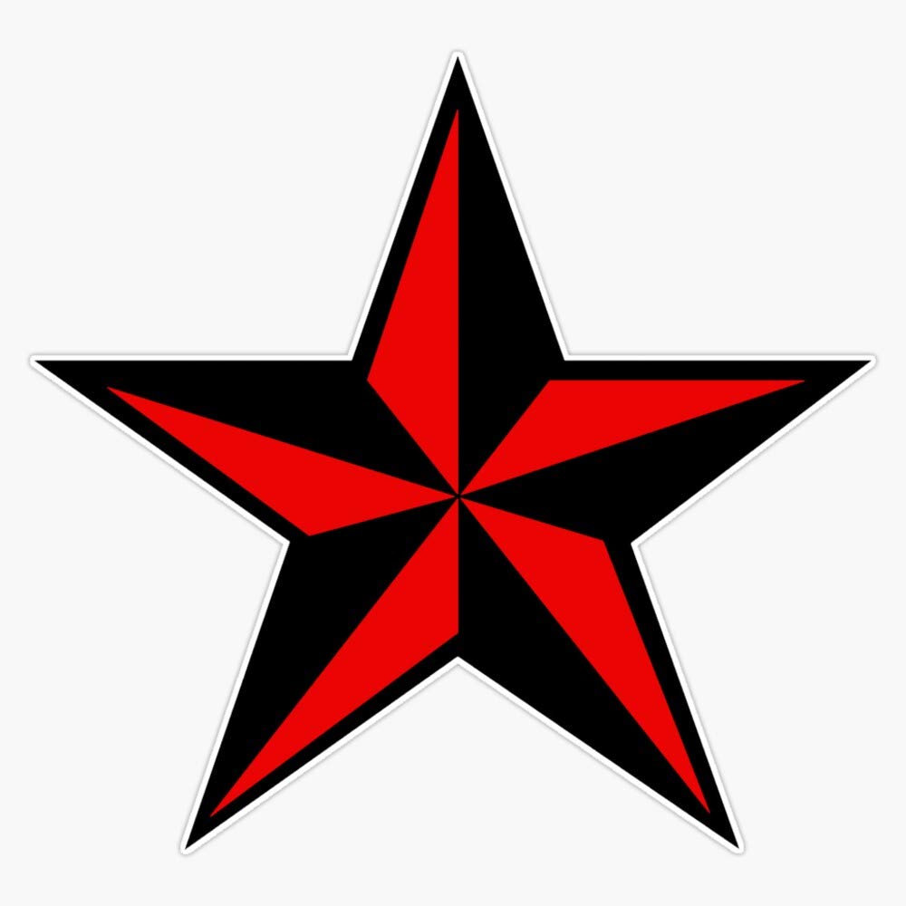 Nautical Star Vinyl Sticker - Red & Black Waterproof Decal for Cars, Laptops, Walls, Windows & Bumpers (5 Inch) - Perfect for DIY Decor, Vehicle Customization & Personalizing Belongings