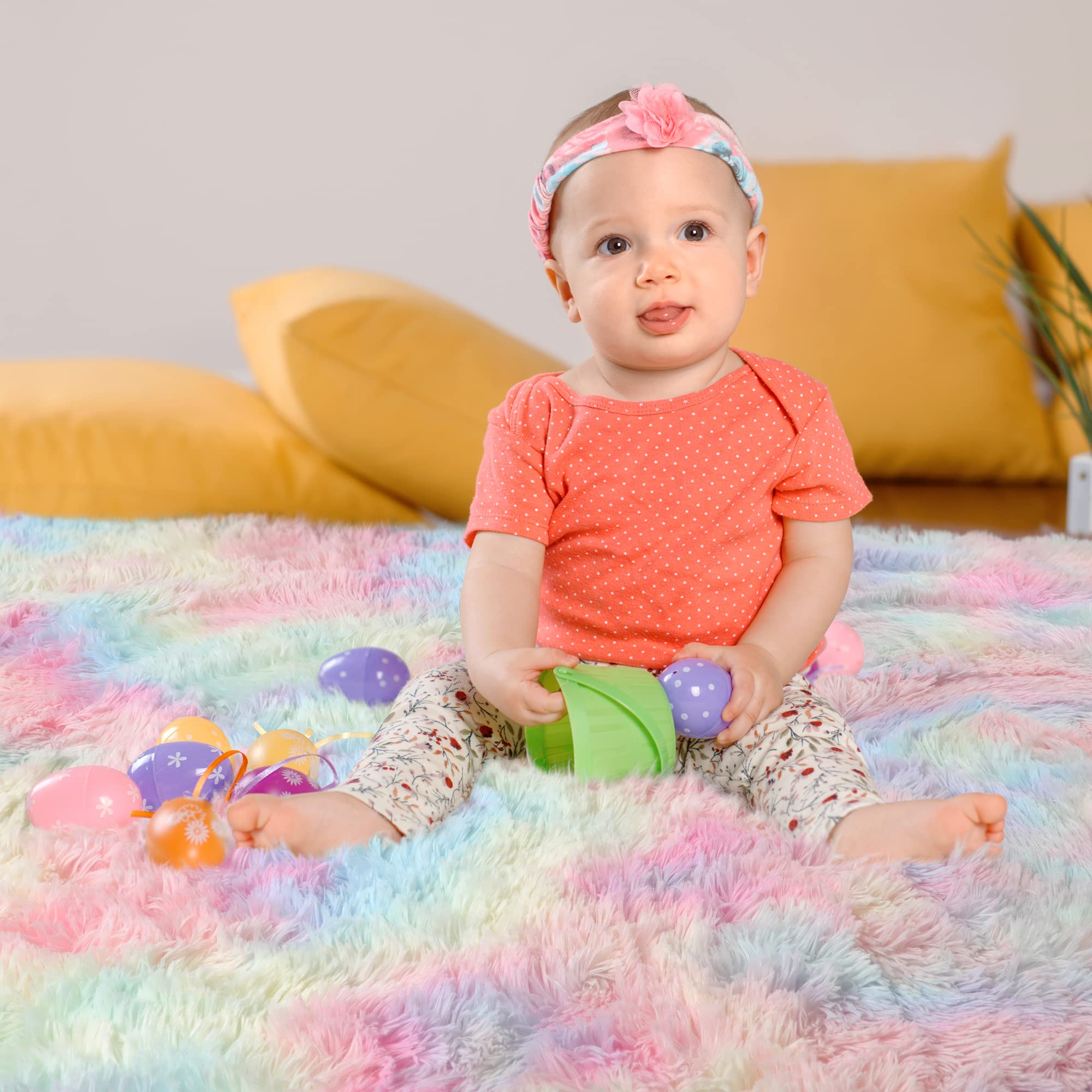 **BSTLUV 8x10 Fluffy Rainbow Rugs for Girls Bedroom - Shaggy Plush Carpet, Super Soft Large Area Rug for Living Room, Nursery, Playroom, Kids & Baby Room Decor - Perfect for Cozy Playtime & Stylish Home Decor**
