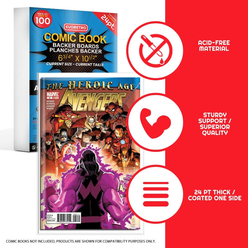Premium 24PT Comic Backer Boards - Acid-Free & Archival Safe for Current Age Size Comics - Perfect for Collecting, Storing & Protecting Comic Books