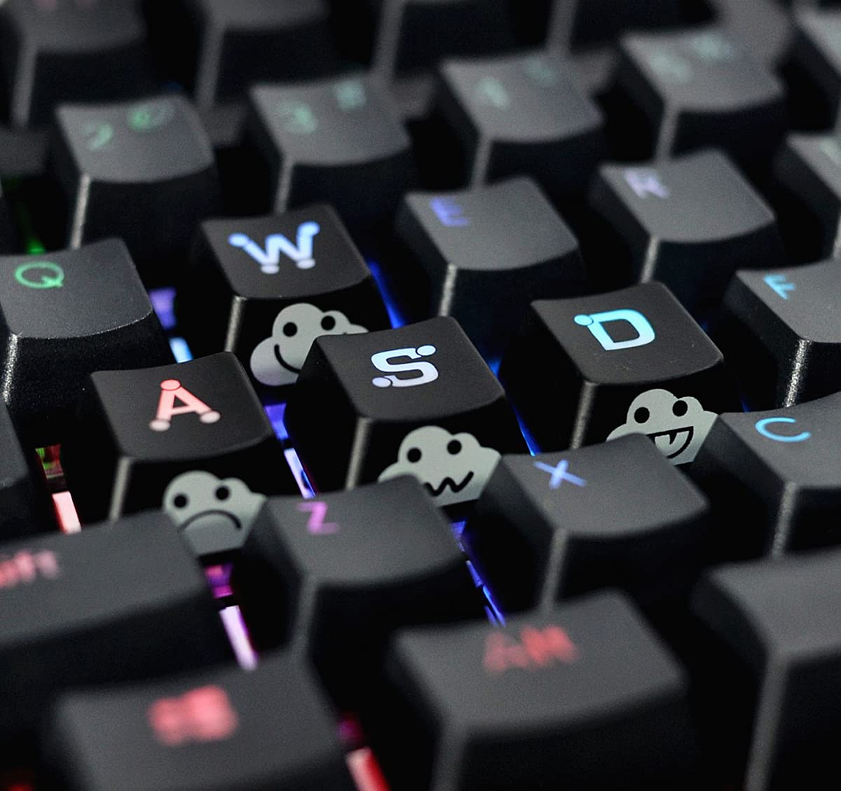 UV Coated WASD Arrow Keycaps - Backlit, Double Shot, OEM Profile for MX Mechanical Keyboards - Perfect for Gaming & Typing