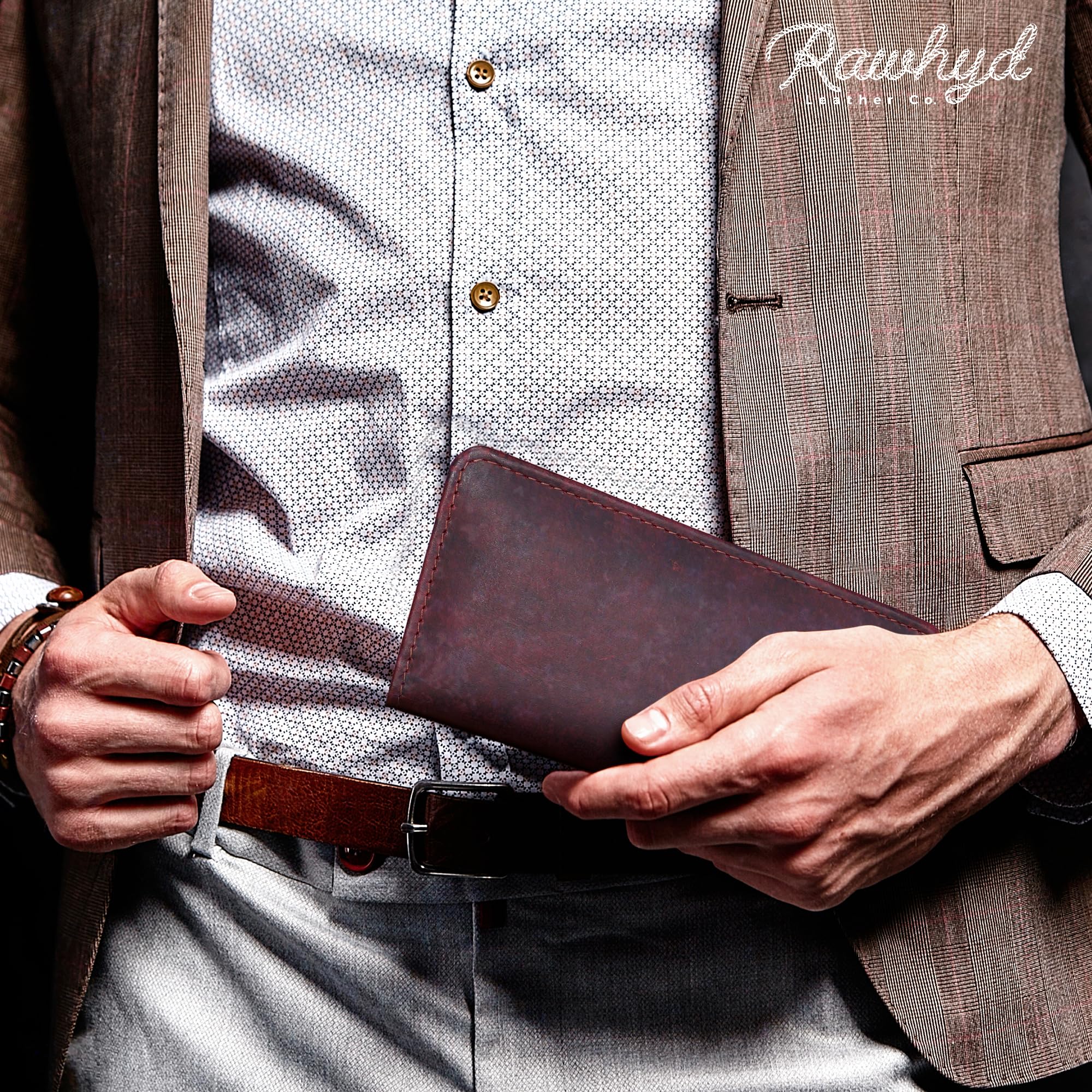Premium Full-Grain Leather Bifold Wallet for Men - Classic Western Cowboy Wallet with RFID Protection - Durable Rodeo Wallets for Everyday Use - Perfect Checkbook Cover & Gift for Him - Ideal for Work, Travel and Outdoor Adventures