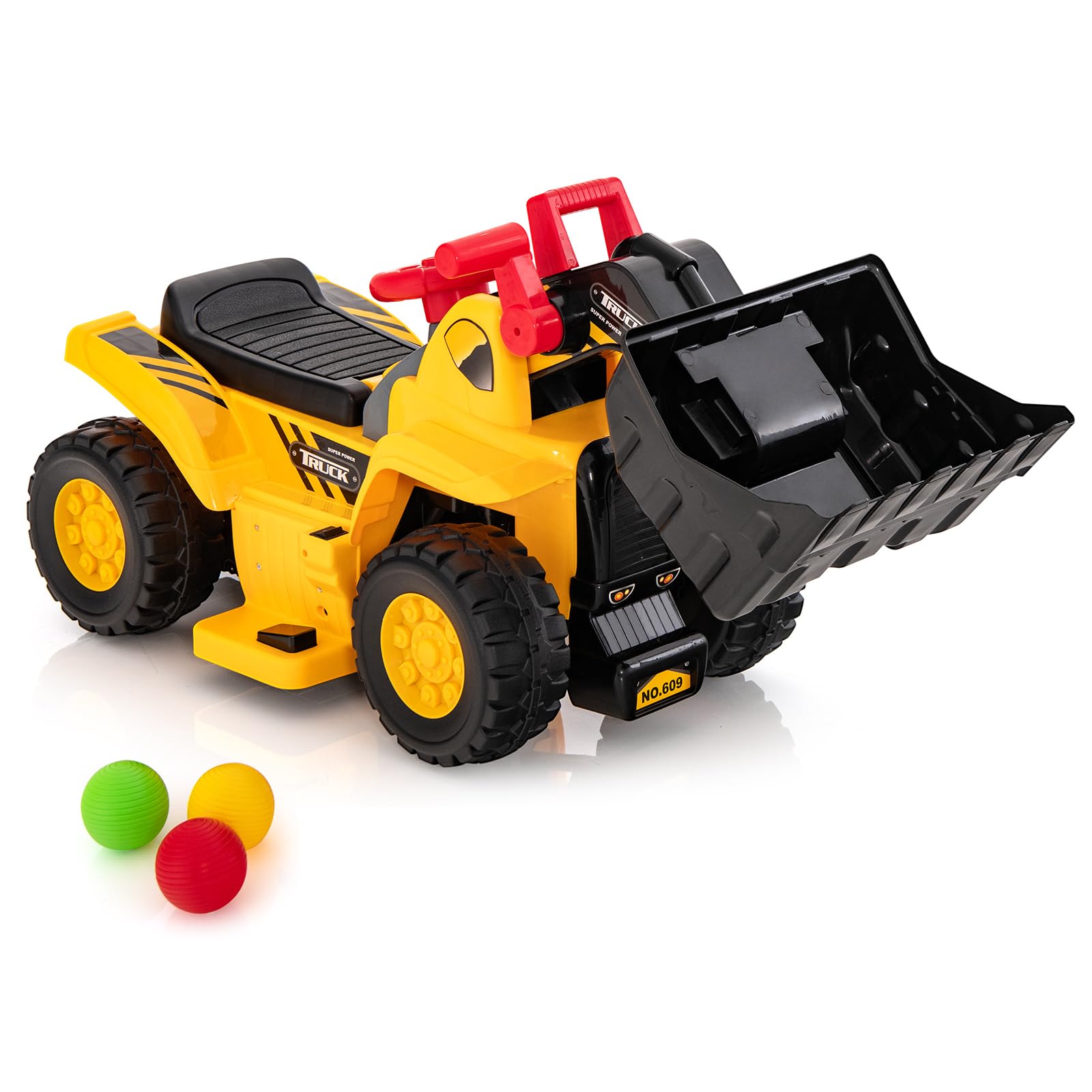 Costzon 6V Kids Ride On Bulldozer Toy - Adjustable Front Loader Bucket, Horn & Storage | Construction Vehicle Pretend Play Toy for Boys & Girls | Outdoor Sandbox, Backyard & Playroom Fun (6V Battery Powered)