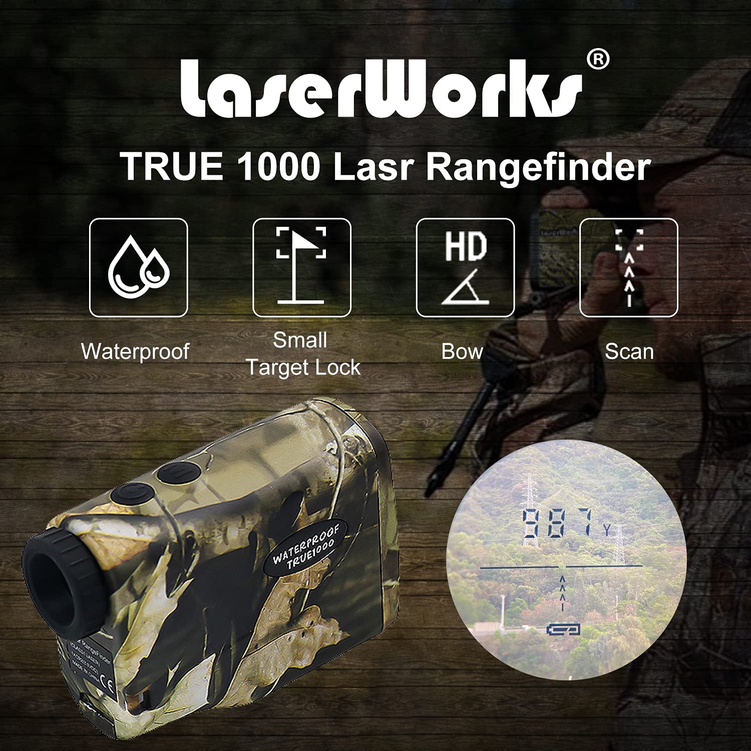 Best Hunting Rangefinder with Slope - 1000Y Laser Range Finder for Trees & Game | Waterproof IPX5 & Camouflage Design | Perfect for Bow Hunting, Golf & Outdoor Adventures