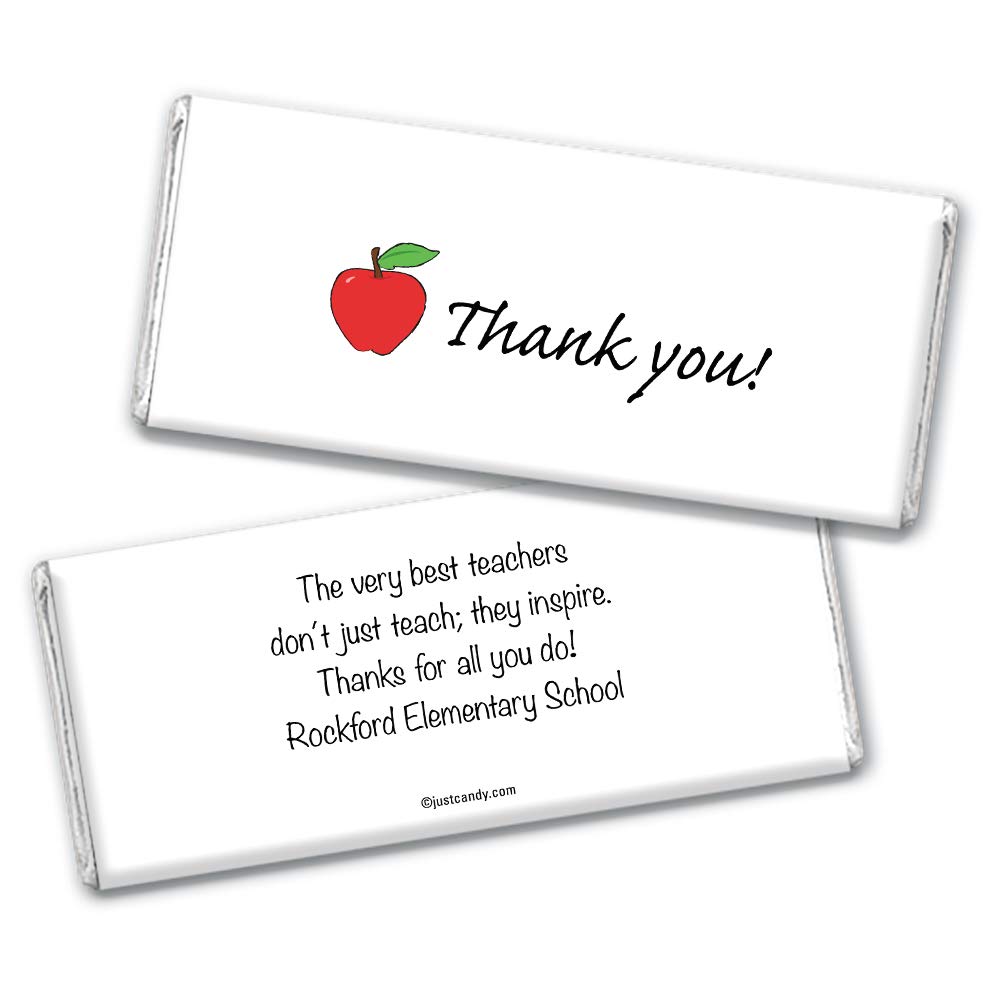 36 Pack Personalized Thank You Chocolate Bars - Bulk Teacher Appreciation Gifts with Apple Design - Perfect for Classroom Rewards, Staff Recognition & School Events