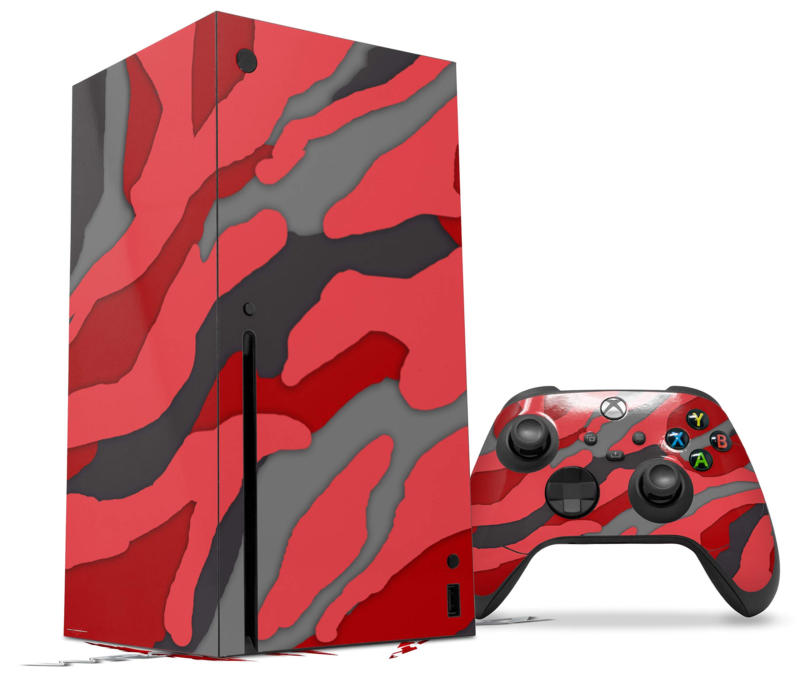 XBOX Series X Console & Controller Vinyl Wrap Skin Decal - Camouflage Red Design | Protective Cover for Gaming Setup | Perfect for Home Entertainment & Game Room Decor