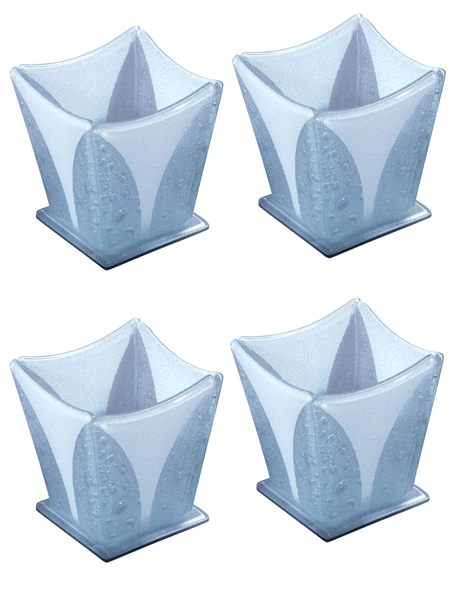 Dale Tiffany Glass Candle Votive Set - 4pc White for Home Decor