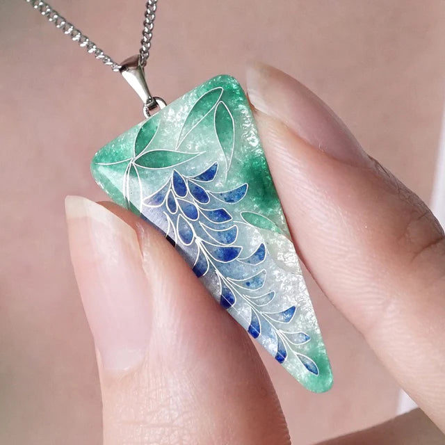 Yusen Shippo Pendant Necklace - Elegant Wisteria Flower Japanese Cloisonne Jewelry for Women | Perfect Gift for Birthday, Anniversary & Special Occasions