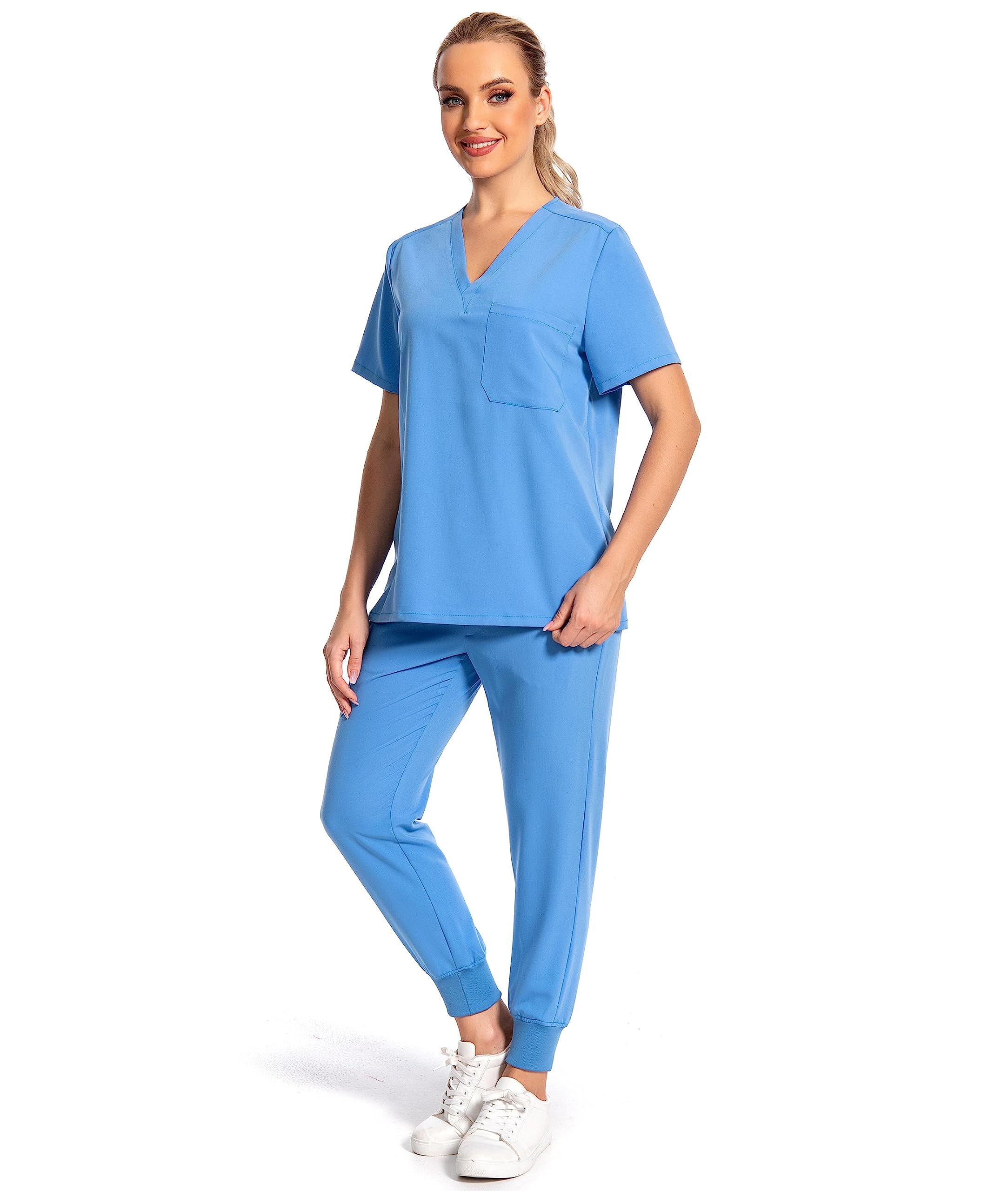 Women's Nurse Uniform Set - Classic V-Neck Scrub Top & Comfortable Jogger Scrub Pants | Medical Scrubs for Healthcare Professionals | Perfect for Hospitals, Clinics & Nursing Shifts