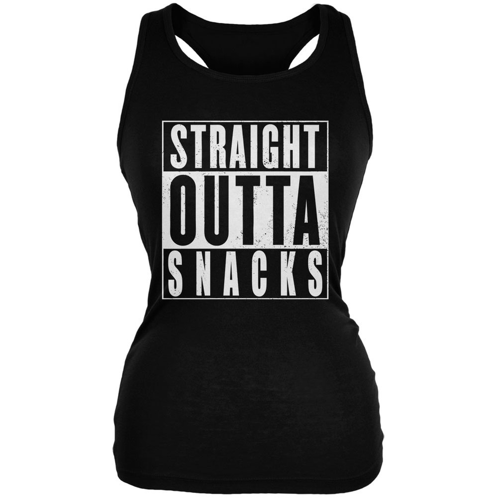 Old Glory Straight Outta Snacks Black Juniors Soft Tank Top - X-Large | Comfortable Casual Summer Wear for Teens & Young Adults | Perfect for Beach, Gym, and Everyday Outfits