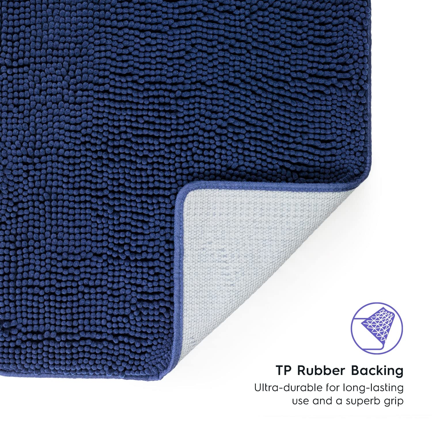 Tafts Extra-Thick Memory Foam Bath Mat - Ultra-Soft Chenille Microfiber, Highly Absorbent & Machine Washable Non-Slip Bathroom Rug (21