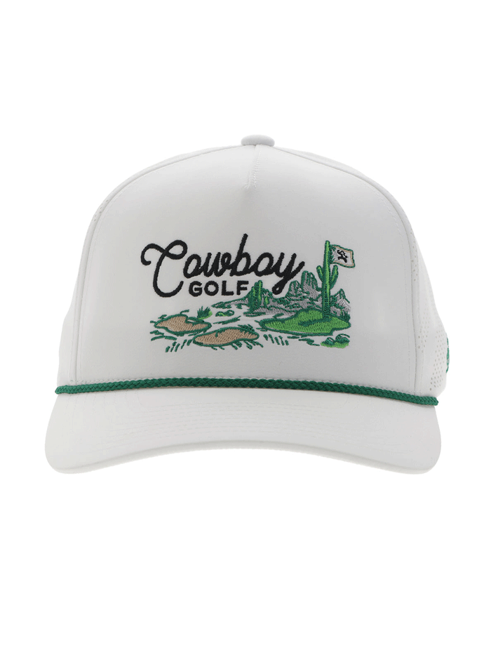 Hooey 2517T WH Cowboy Golf Mid Profile Snapback Trucker Hat - White | Stylish & Comfortable for Golf, Outdoor & Casual Wear