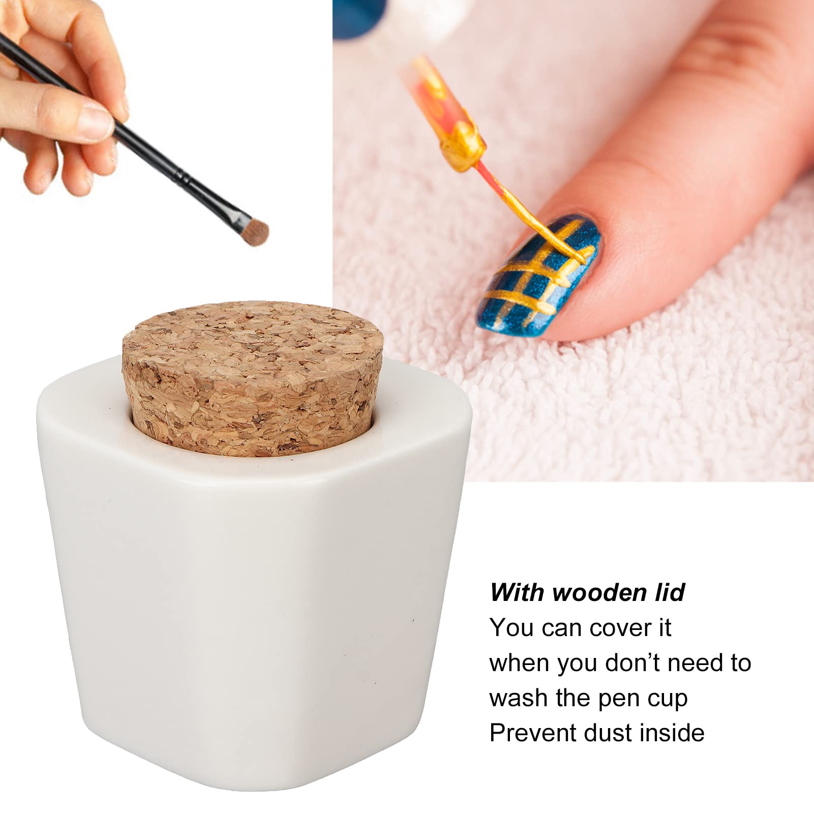 Premium Ceramic Nail Brush Cleaner Cup - Multifunctional Nail Art Tool for Gel Polish Removal & Brush Cleaning | Ideal for Nail Salons & DIY Manicures at Home