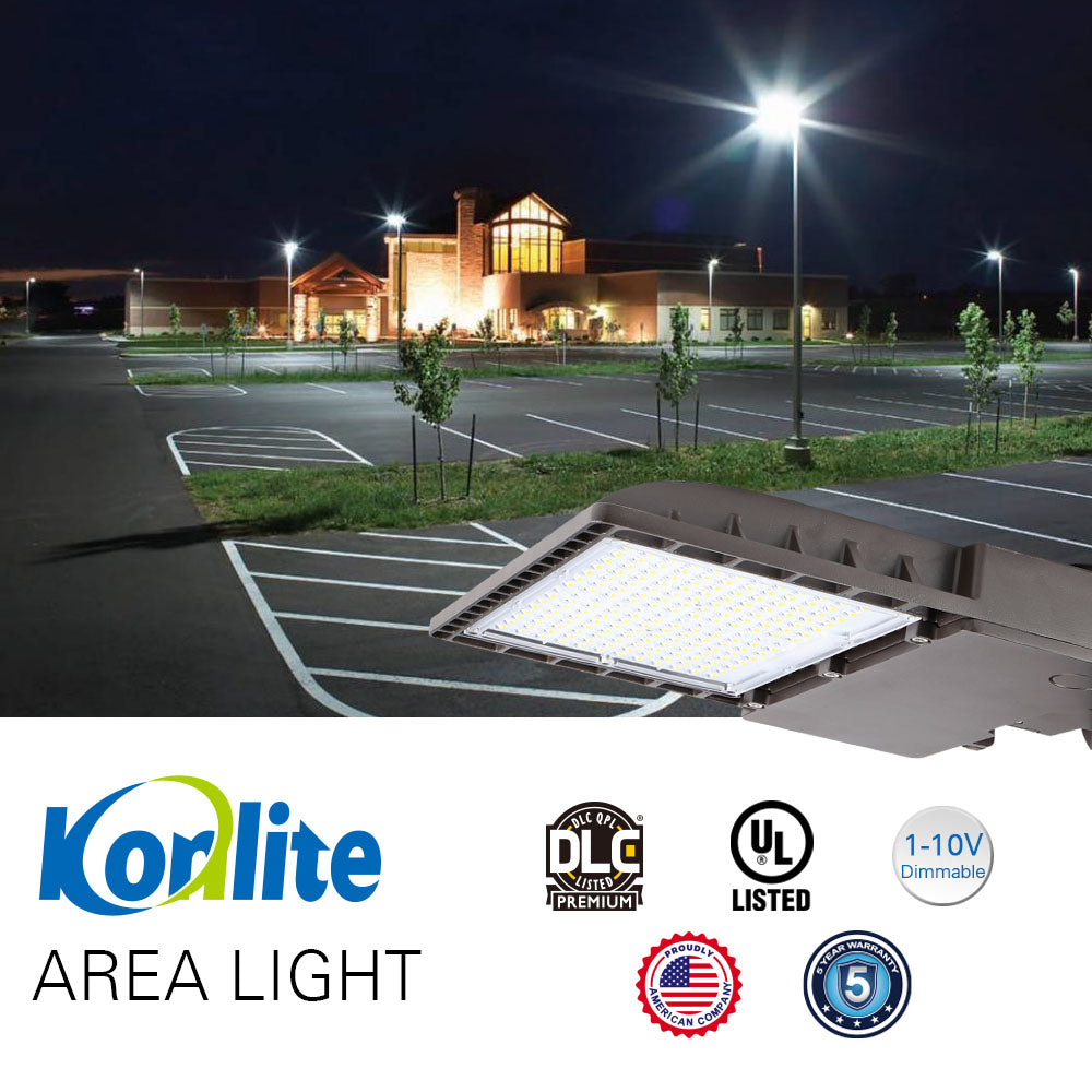 **Konlite LED Outdoor Area Light 100W - 13,900 Lumens, 5000K Daylight, 120-277V, Type V - Energy Efficient (320W Equivalent) - Perfect for Parking Lots, Warehouses & Commercial Lighting**