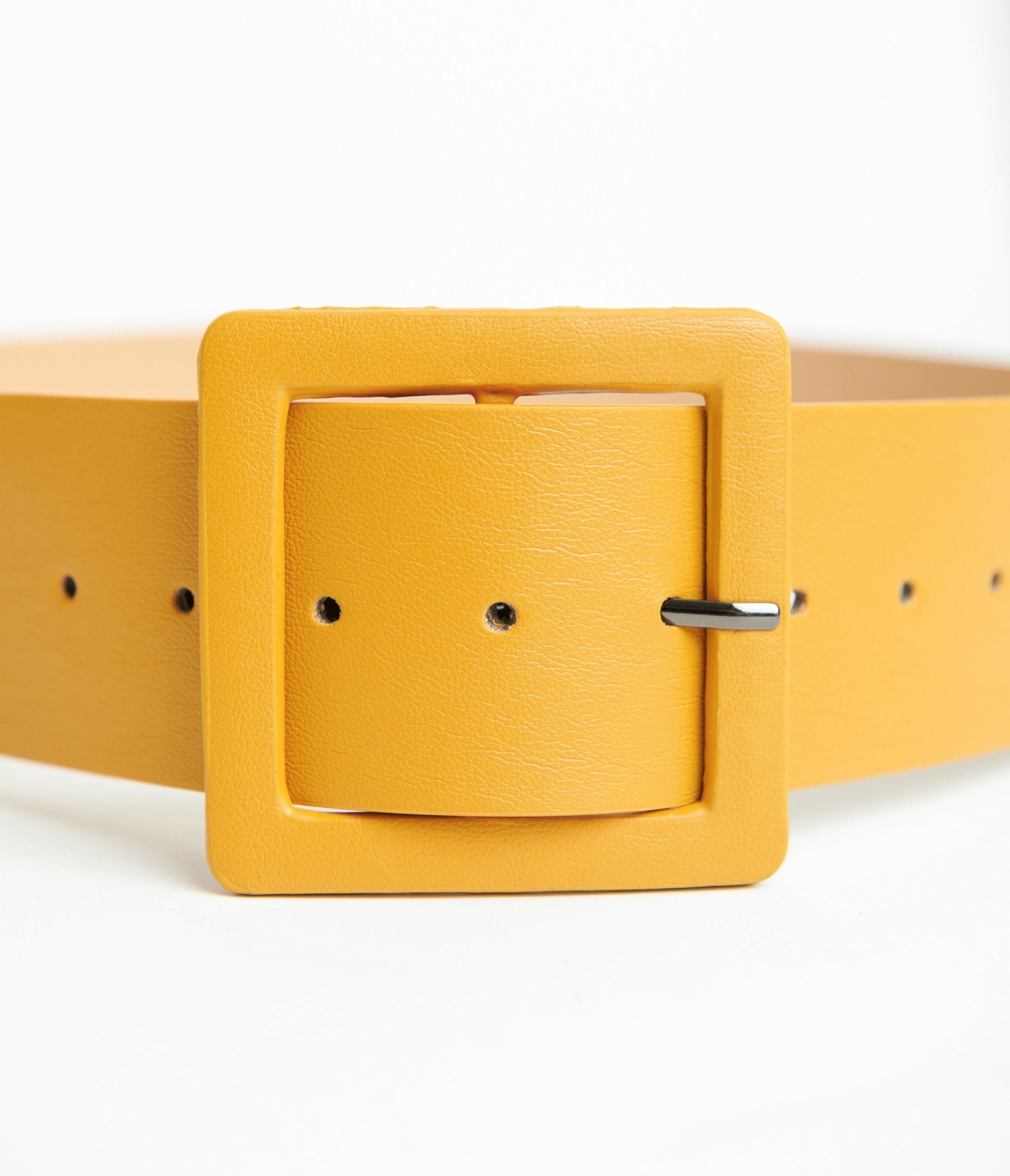 Mustard Yellow Faux Leather Wide Belt for Women - Stylish Fashion Accessory for Dresses, Jeans & Outfits