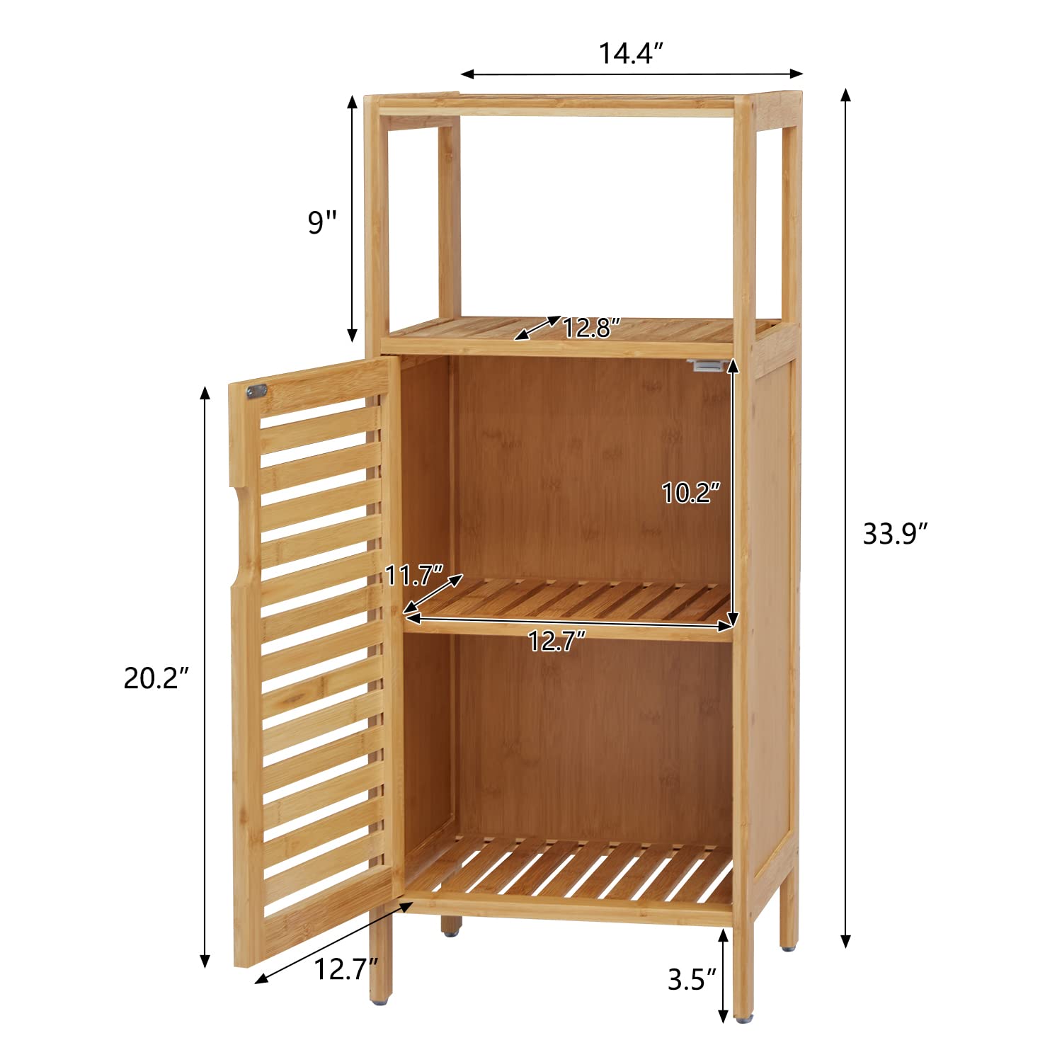 Kinfant Bamboo Bathroom Floor Cabinet - Free-Standing Storage Organizer with Single Door & Shelf | Perfect for Bathroom, Bedroom, and Laundry Room Organization