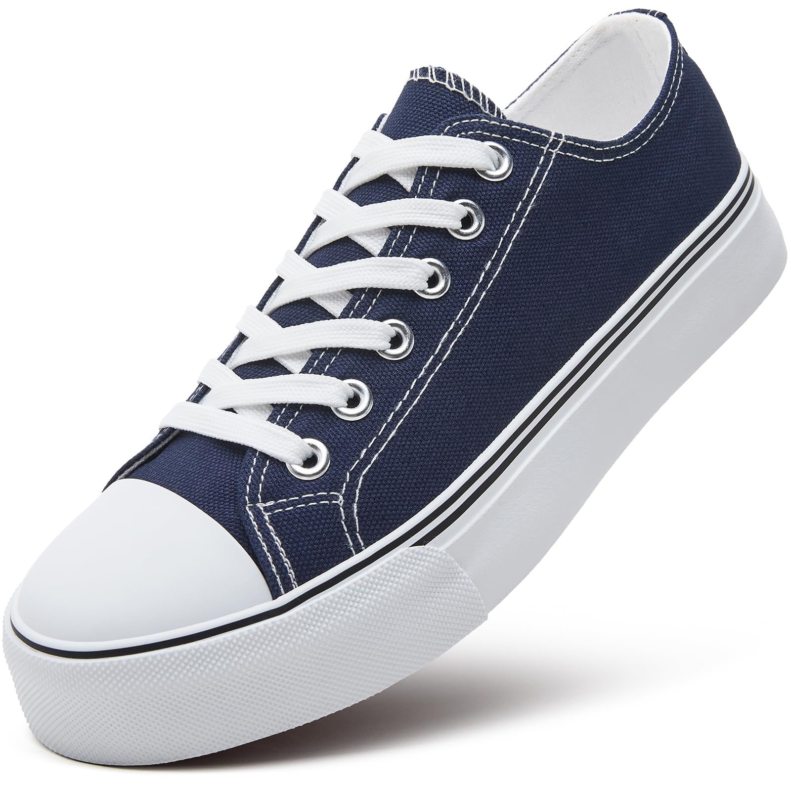 ZGR Women's Low Top Canvas Sneakers - Breathable Lace-Up Casual Shoes for Walking & Tennis | Comfortable White Canvas Shoes for Everyday Wear, Gym, Travel & Outdoor Activities