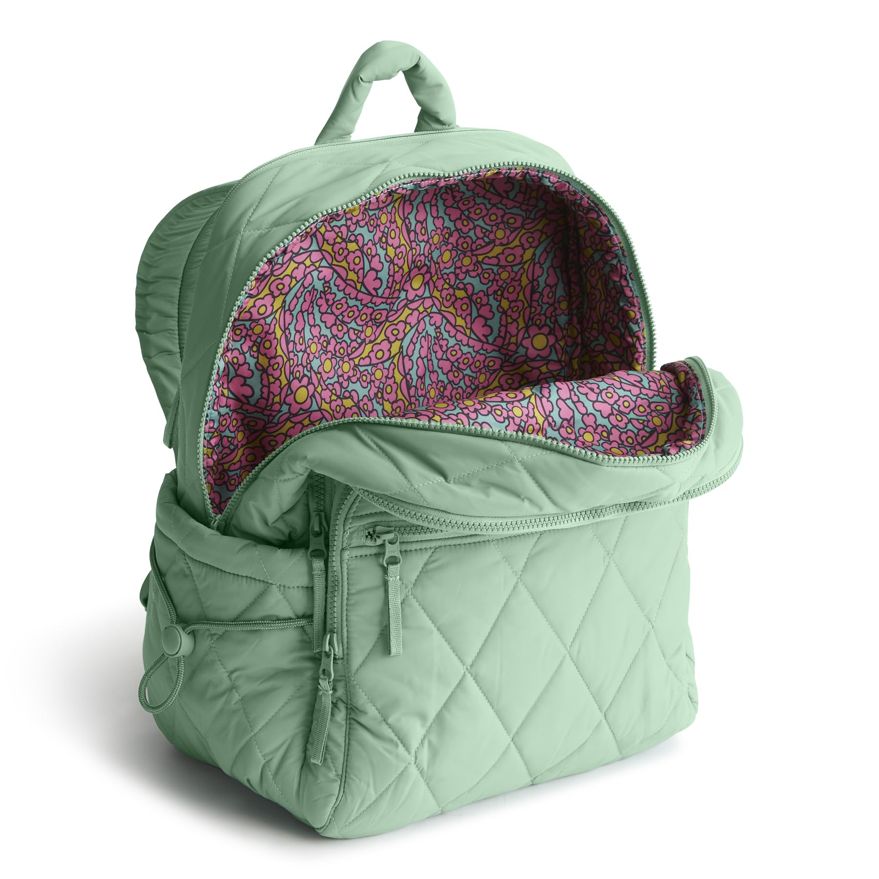 Vera Bradley Featherweight Large Bancroft Backpack - Lightweight Durable Travel Backpack for Women & Girls, Beryl Green - Perfect for School, Work, Travel & Outdoor Adventures