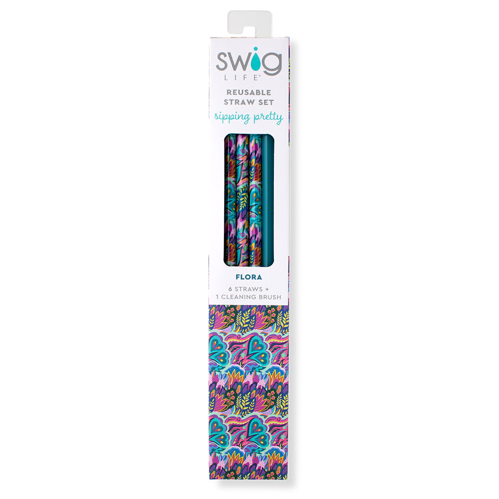 Eco-Friendly Bazaar & Teal Reusable Stainless Steel Straw Set - Perfect for Smoothies, Iced Coffee, and Sustainable Living