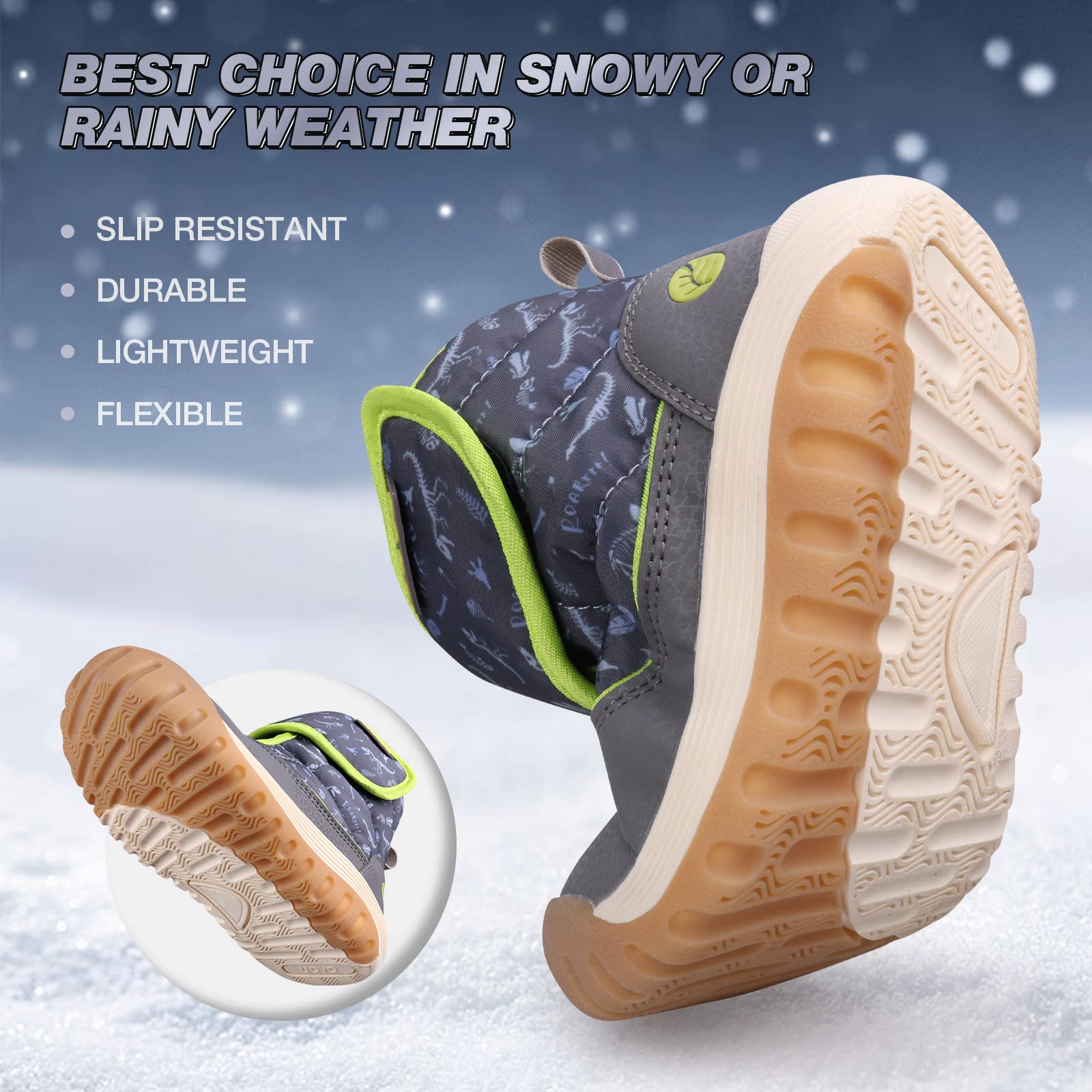 **Boys' Winter Snow Boots - Waterproof Slip-Resistant Fur Lined Ankle Boots for Toddler, Little Kid & Big Kid - Outdoor Sports & Walking Shoes for Cold Weather Play**