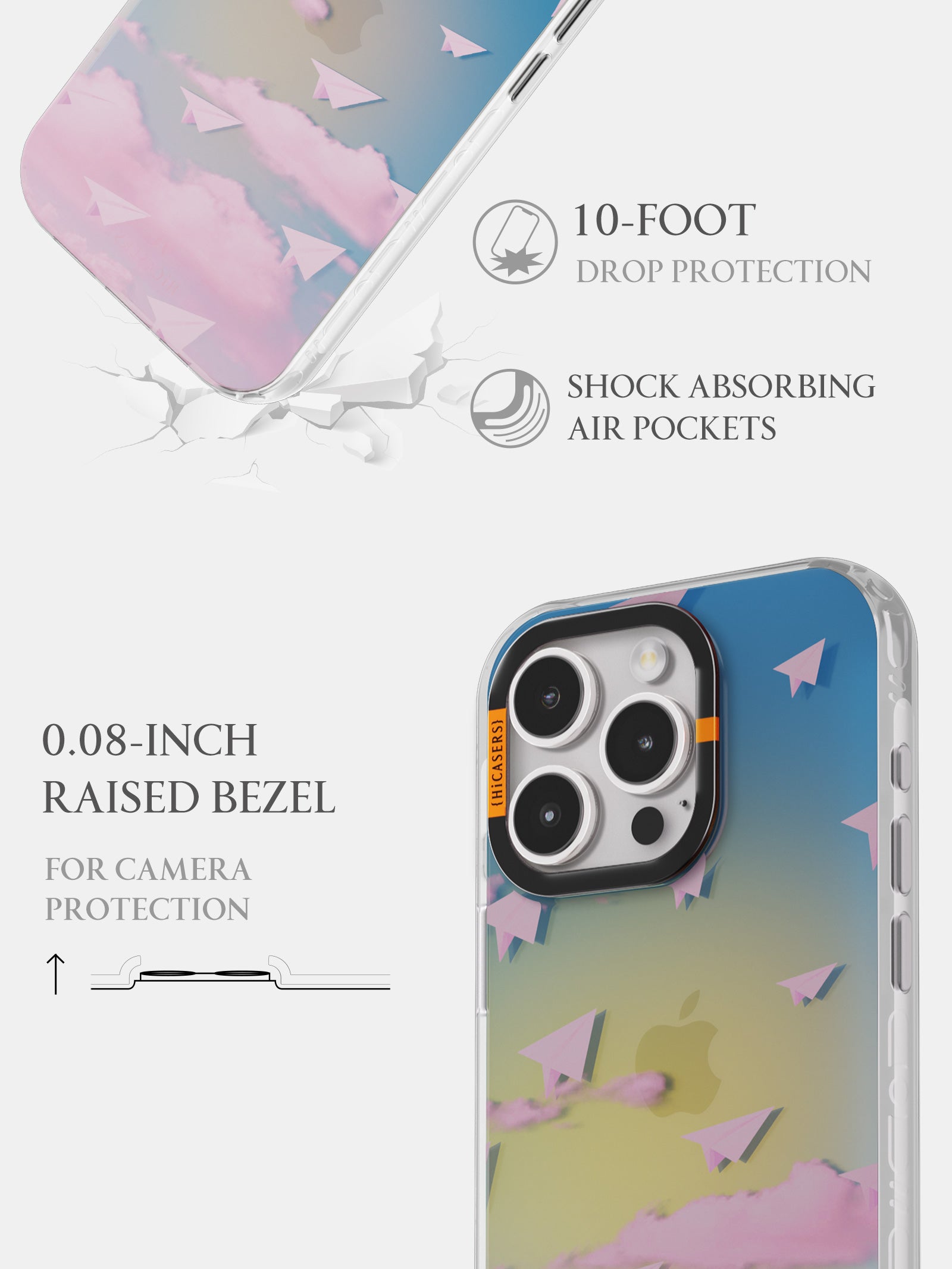 Iridescent Blue Paper Airplane Clouds Phone Case - Durable & Stylish Cover for iPhone & Samsung - Perfect for Travel, Work & Everyday Use