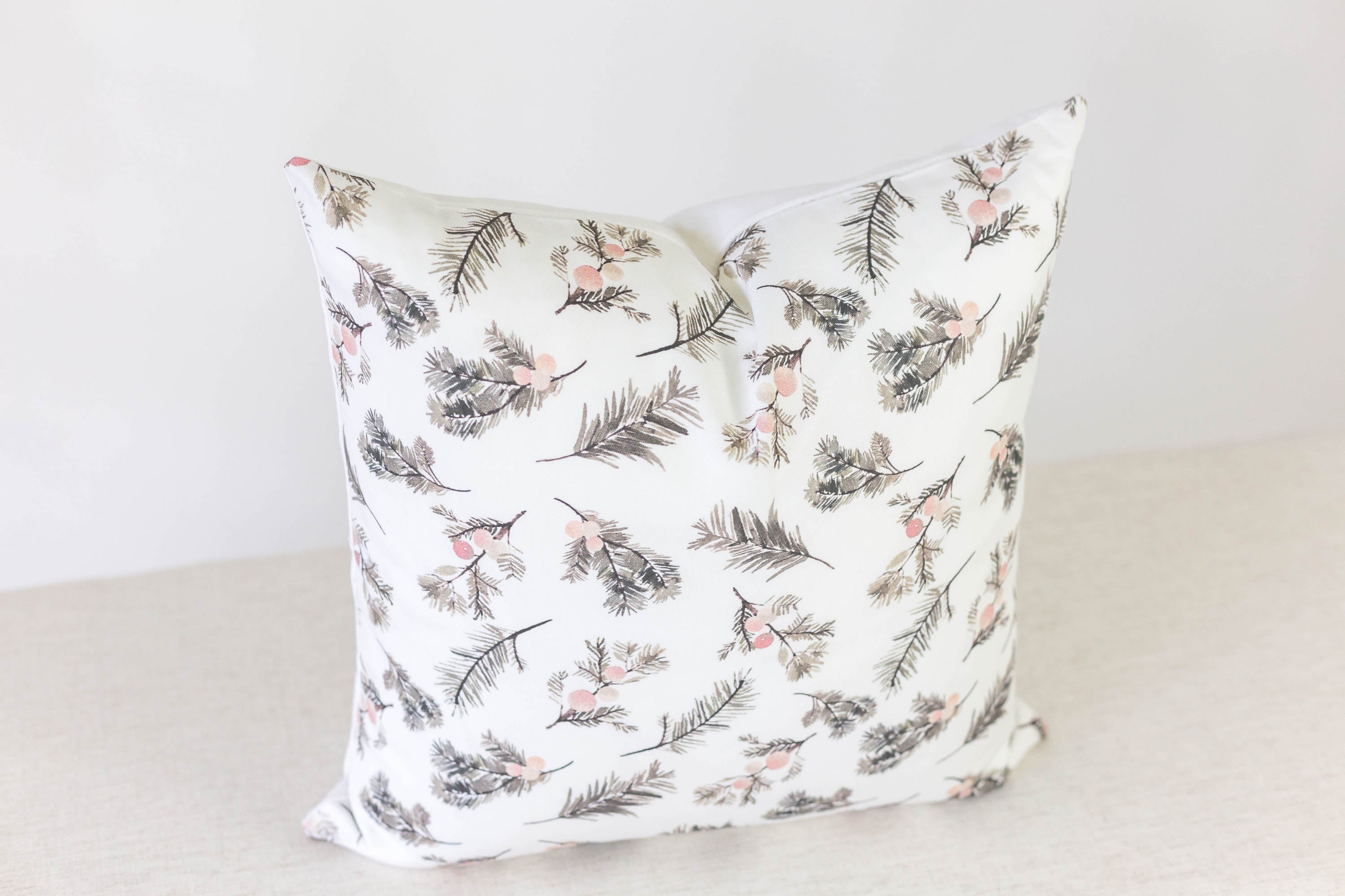 Holly Berry Pillow Cover - Decorative Christmas Throw Pillow Case for Sofa, Couch & Bed - Perfect for Holiday Home Decor & Festive Season Gifting