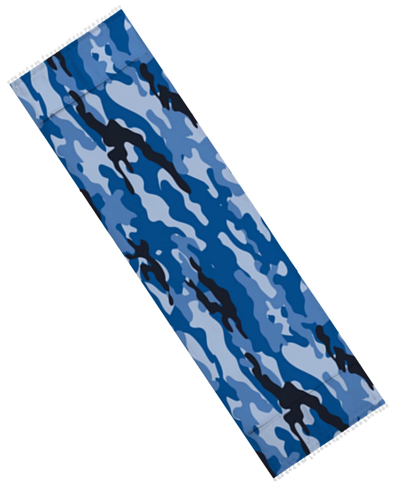 Camouflage Pattern Coffee Table Runner - 28x67in Rectangle Tablecloth with Storage Pockets for Living Room, Navy Blue Army Soldiers Design - Also Perfect as Microwave Oven Cover & Kitchen Toaster Protector | Home Decor & Dining Essentials