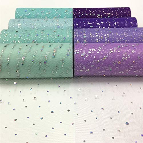 2 Rolls 25 Yards Glitter Sequin Tulle Fabric - 6 Inch Wide Tulle Roll for DIY Tutu Skirts, Baby Girl Dresses, Wedding Decor & Table Centerpieces (Pink Rose) - Perfect for Party Decorations, Bridal Showers & Craft Projects