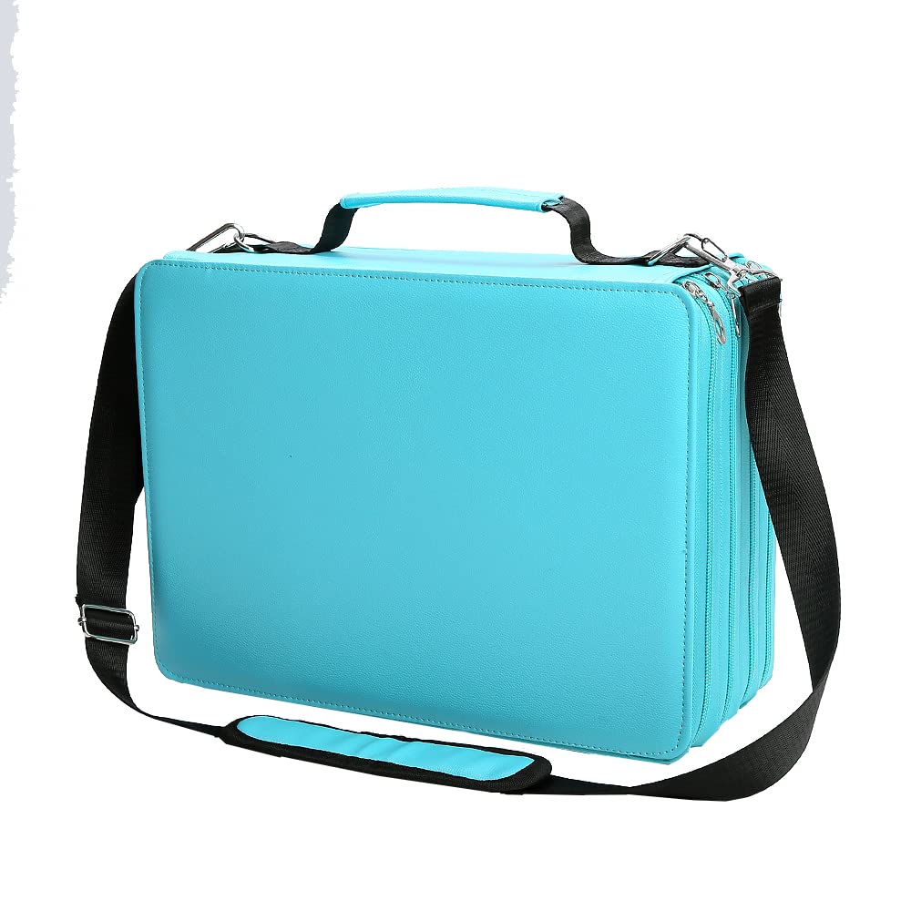 LBXGAP 224-Slot Large Capacity Marker Pen Organizer Case - Portable Multilayer Holder for Watercolor Pencils, Gel Pens & Markers (Blue) - Perfect for Artists, Students & Office Use