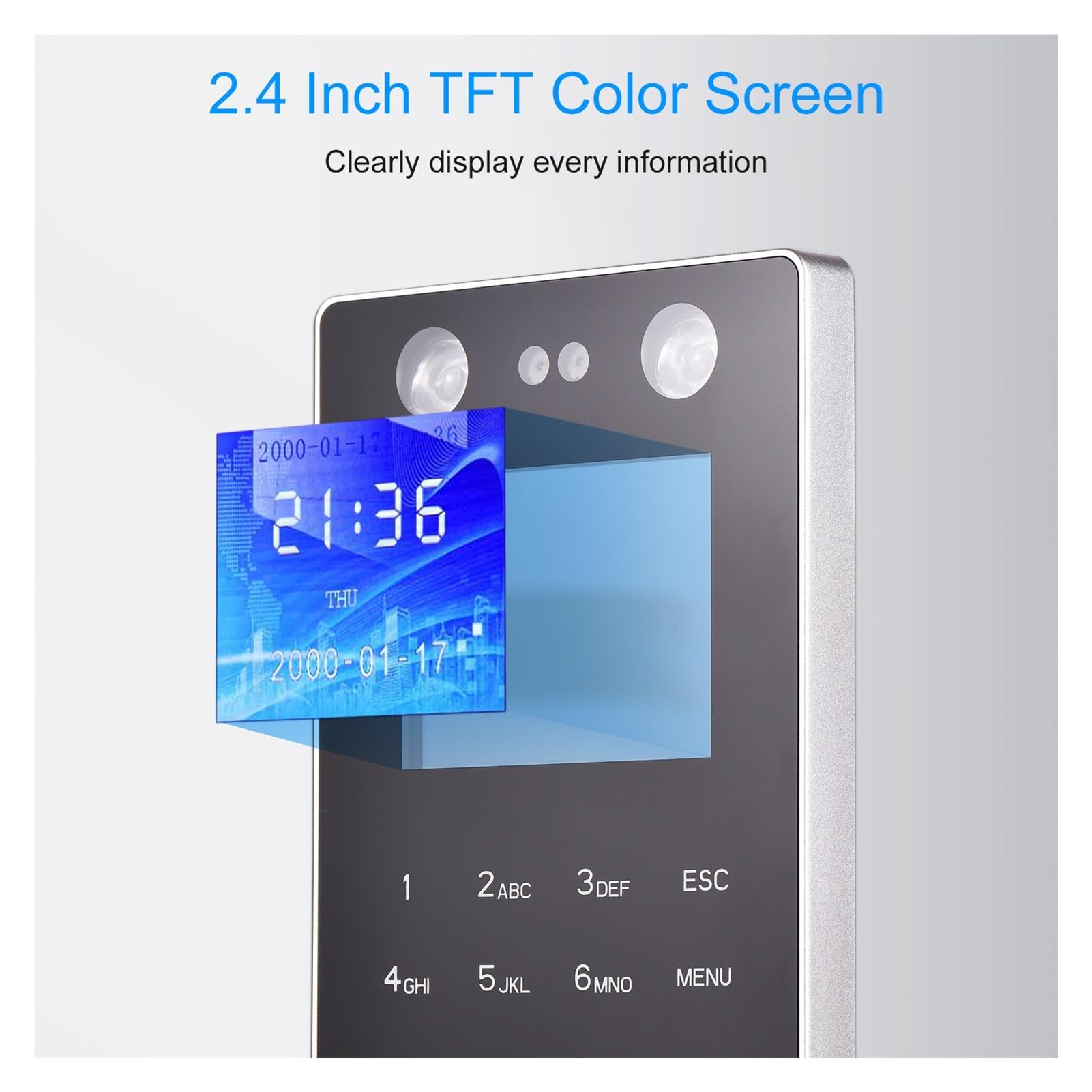 Biometric Time Clock - Face Recognition & Fingerprint Attendance System with Password Access for Employee Check-In | Ideal for Offices, Schools, and Secure Facilities