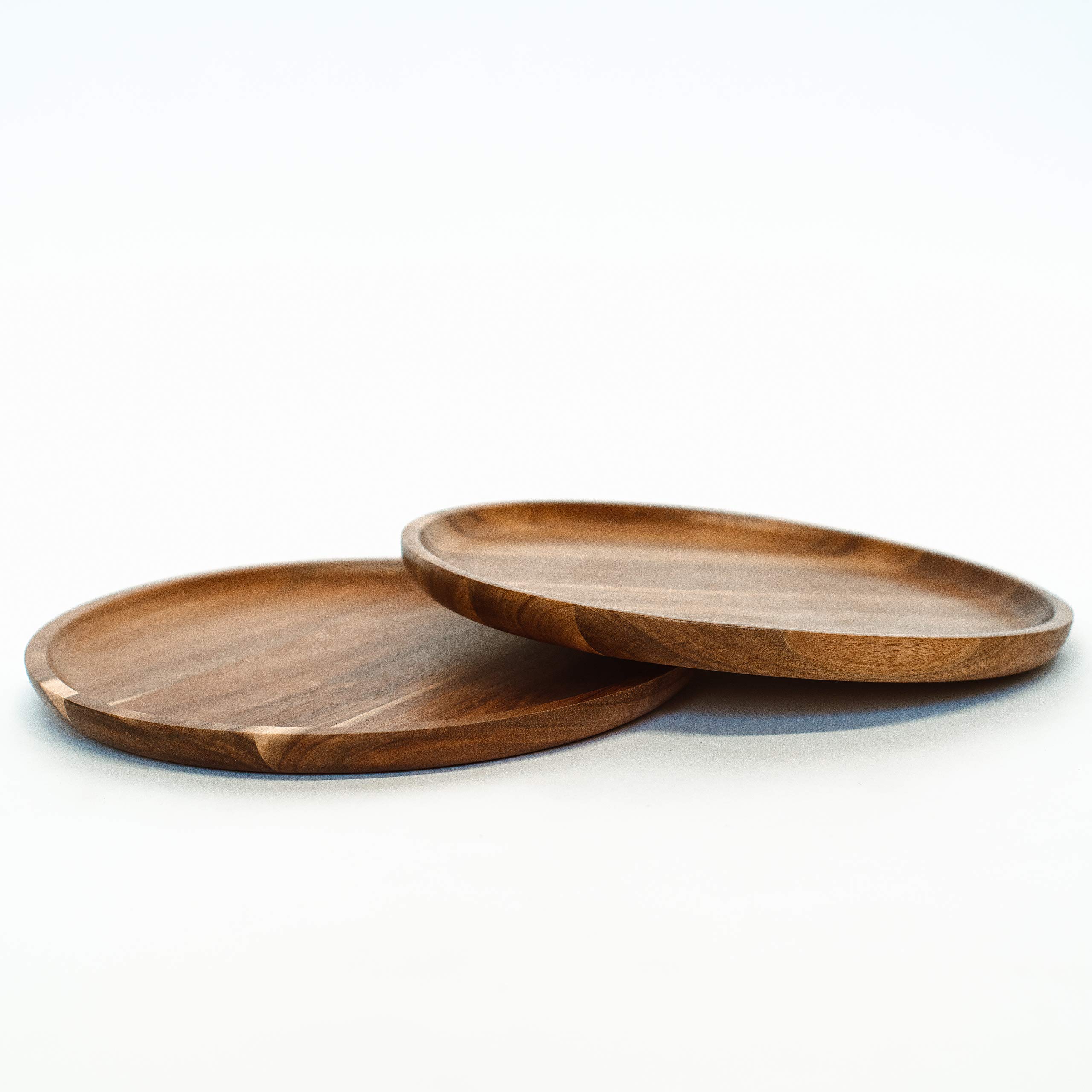 Premium GN Wooden Acacia Dinner Plates Set - 11 Inch Round Natural Wood Charger Plates for Dining, Easy to Clean & Eco-Friendly - Perfect for Wedding, Party, Restaurant & Home Decor Use