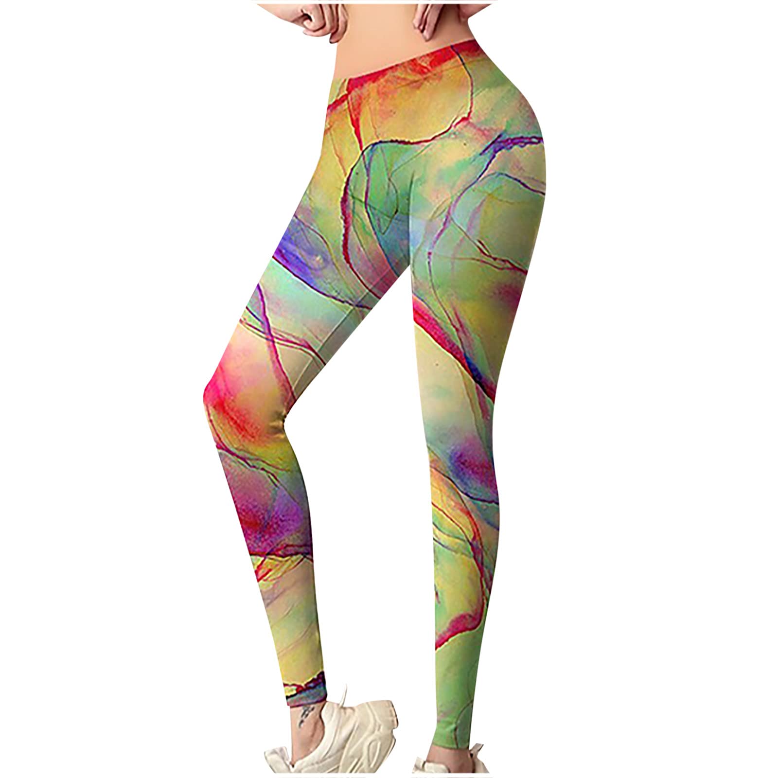 Binmer Women's High Waisted Yoga Pants - Printed Workout Leggings with Tummy Control, Elastic Slim Fit for Running, Gym & Casual Wear