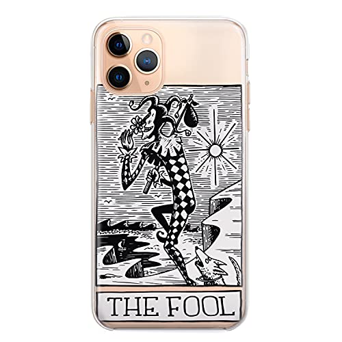 Qabalistic Tarot The Fool Card Deck iPhone Case - Clear Silicone Cover for iPhone 12 Pro Mini 11 Xs Max XR SE 2 2020 X 8 7 6 6S Plus - Perfect Gift for Tarot Lovers & Spiritual Protection