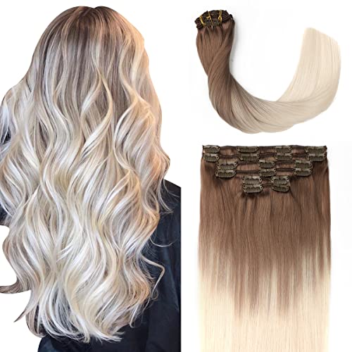 #8T60 Balayage Ash Brown Fading to Platinum Blonde