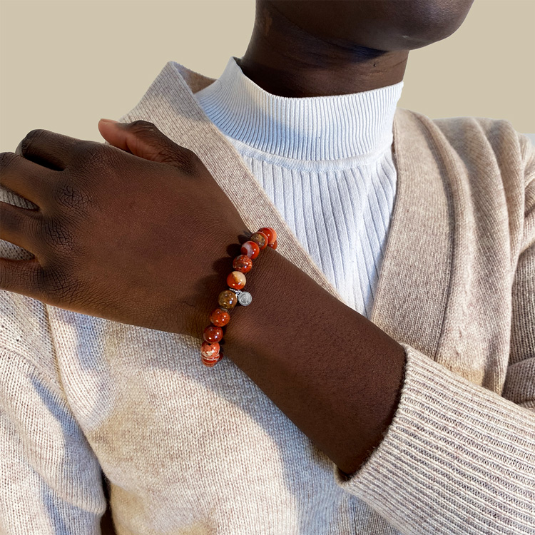 Red Jasper Bracelet for Women - Natural Stone Healing Crystal Jewelry for Stress Relief & Positive Energy - Perfect for Meditation, Yoga & Spiritual Gifts