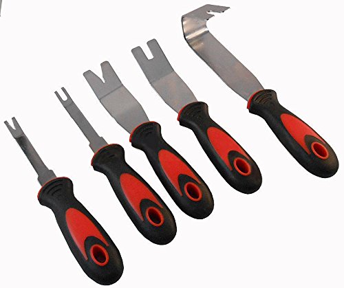 5-Piece Metal Pry Tool Set for Auto Panel, Door Trim & Upholstery Clip Removal - Professional Car Repair Kit F198215 | Perfect for DIY Auto Detailing, Interior Restoration & Vehicle Maintenance