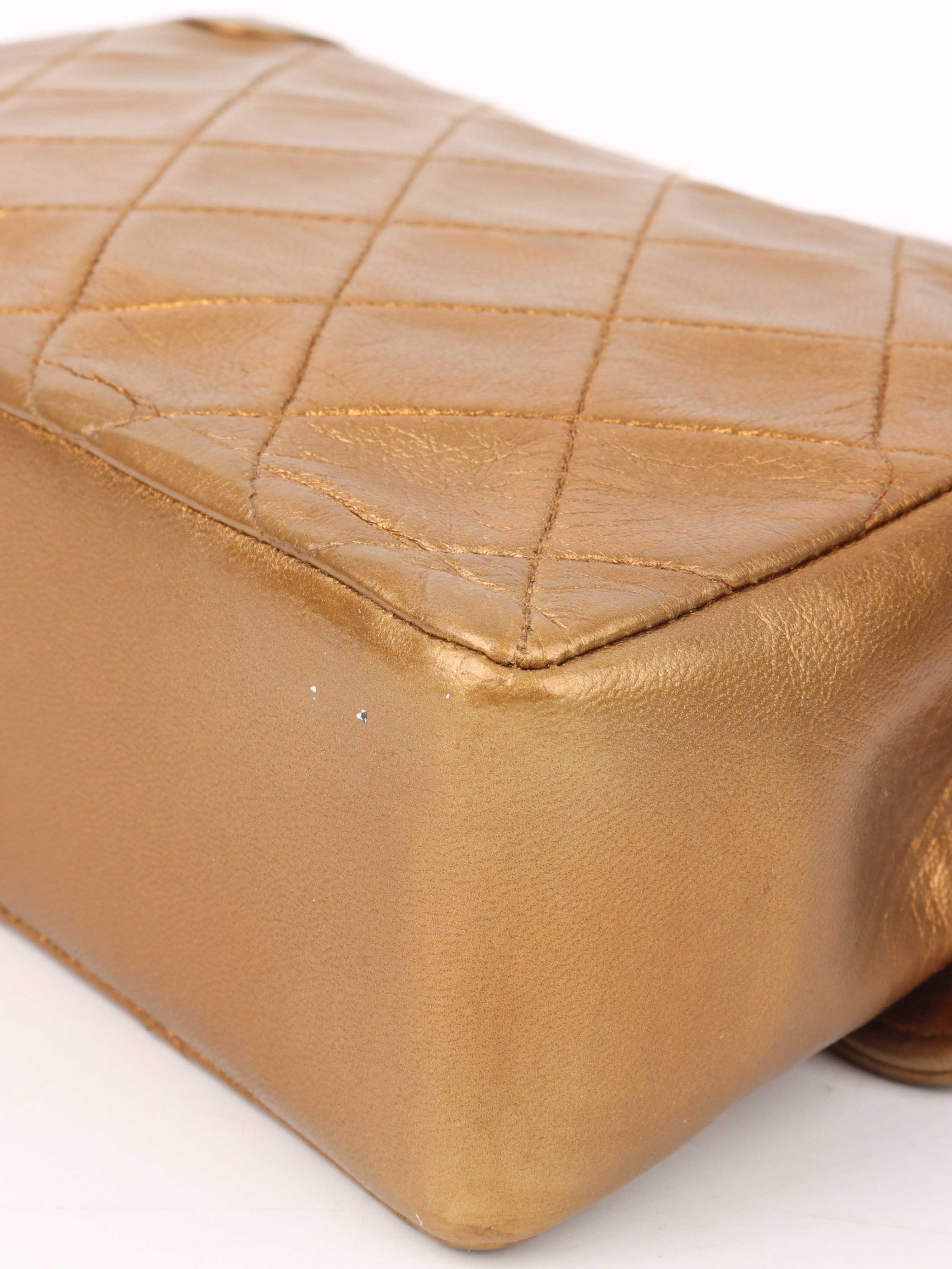 Vintage Chanel Gold Metallic Chain Bag - Luxury Crossbody Purse for Women, Perfect for Evening Parties & Special Occasions