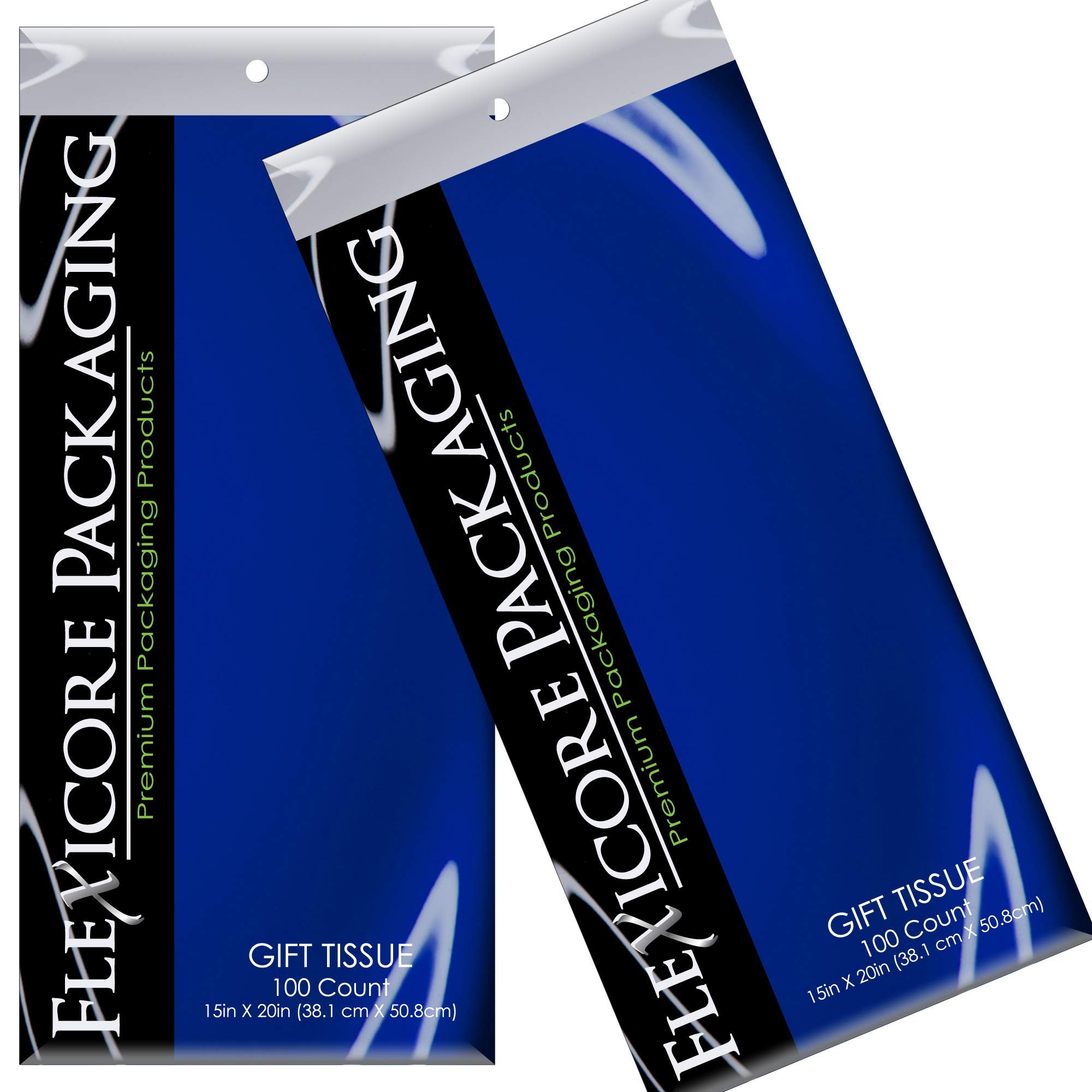 Flexicore Packaging® 50-Pack Eco-Friendly Brown Kraft Paper Gift Bags & 100-Sheet Royal Blue Tissue Paper Set - Perfect for Birthday, Wedding, Baby Shower Gifts & Party Favors