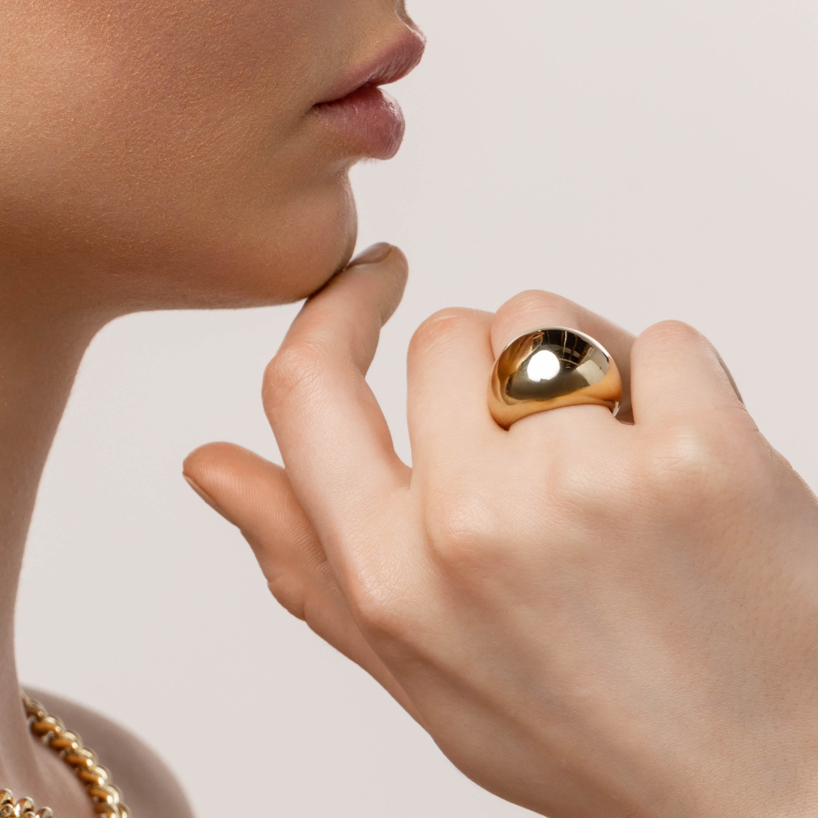 Gold Ball Dome Ring - Elegant Stackable Jewelry for Women, Perfect for Everyday Wear & Special Occasions