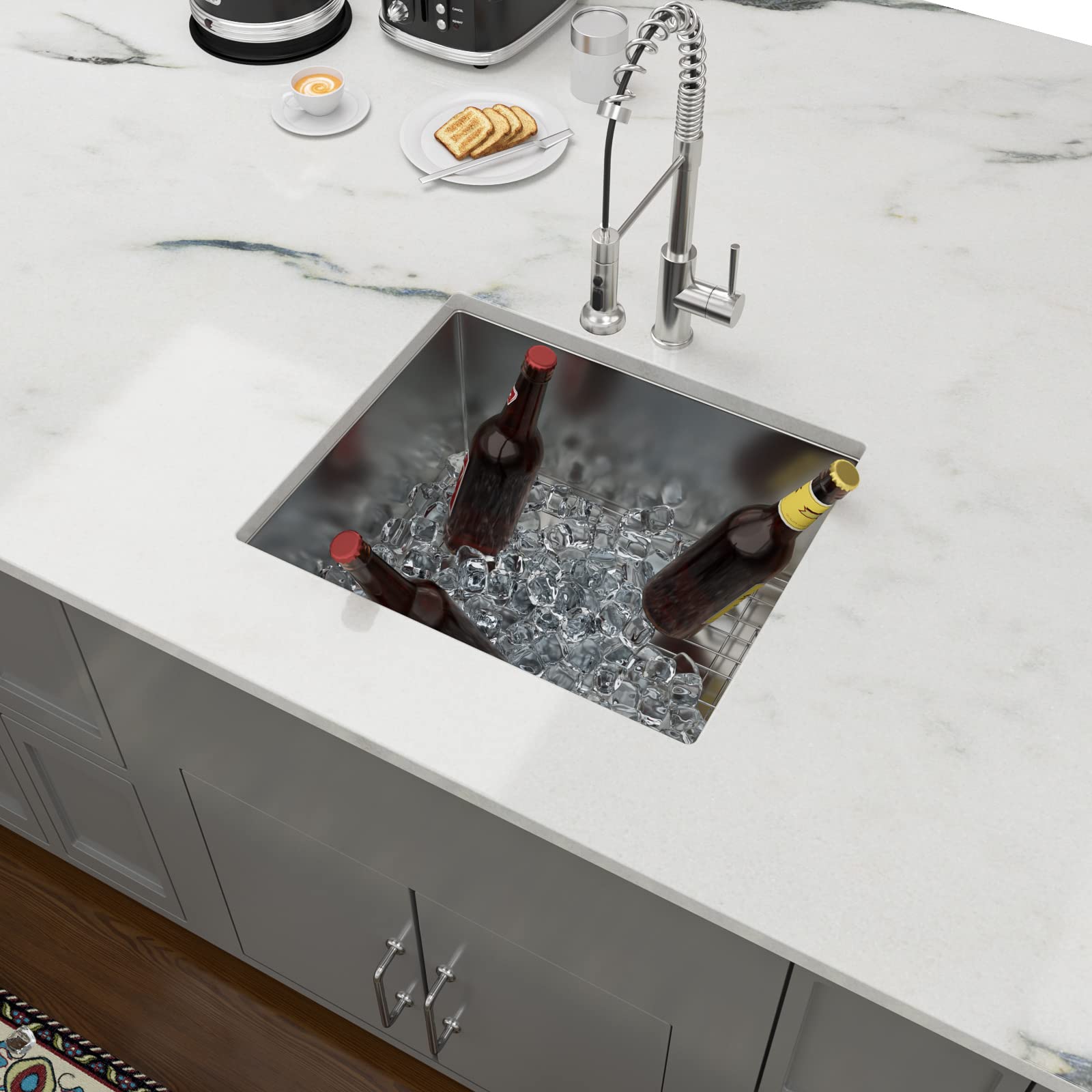 Lordear 21-Inch Undermount Bar Sink - 16 Gauge Stainless Steel Single Bowl Kitchen Sink Basin (21