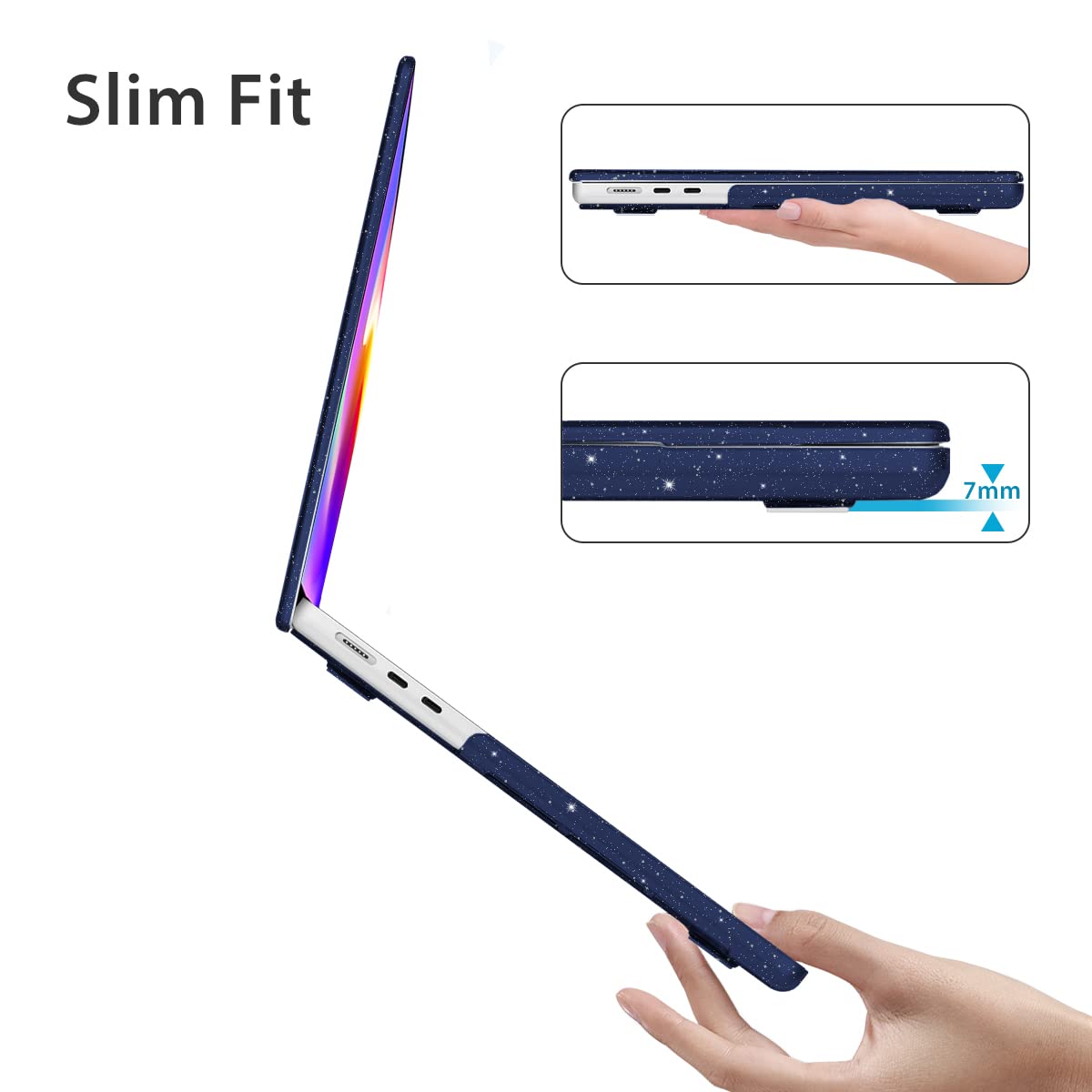 M2 2022 MacBook Air 13.6 inch Case A2681 - Glitter Hard Plastic Shell Cover with Keyboard Protector, Screen Protector & Webcam Cover | Compatible with Touch ID & Liquid Retina Display | Shiny Blue Protective Case for Work, School & Travel