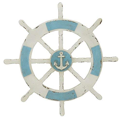 Vintage Wooden Ship Wheel Wall Decor - Nautical Themed Home Decor for Living Room, Bedroom, or Office