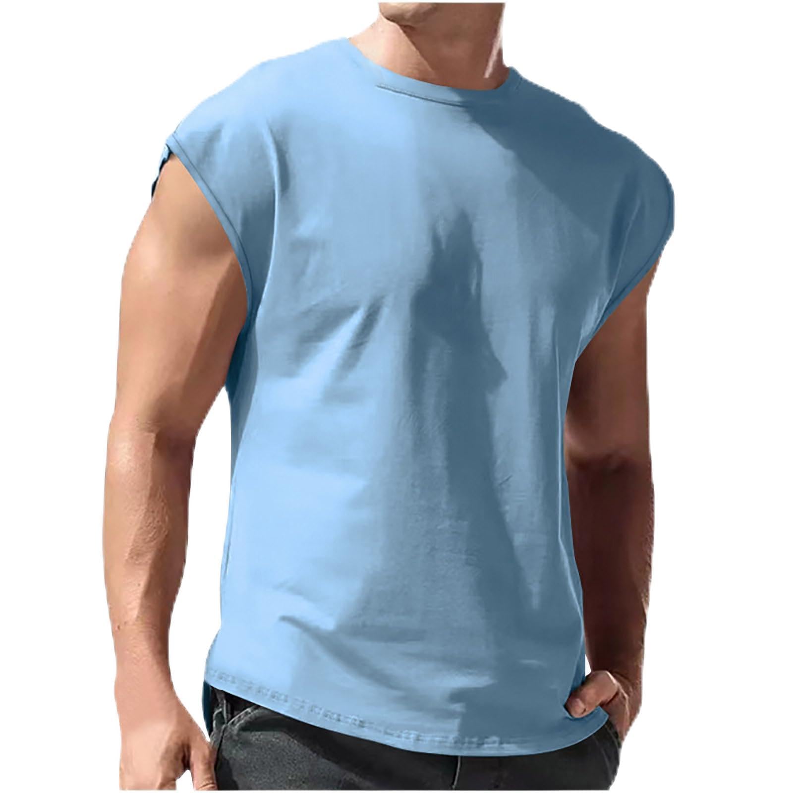 Wodceeke Men's Summer Tank Tops - Sleeveless Gym Shirts for Workout & Beach - Breathable Solid Color Undershirts for Dads & Guys - Perfect for Gym, Running, Yoga & Summer Outdoor Activities