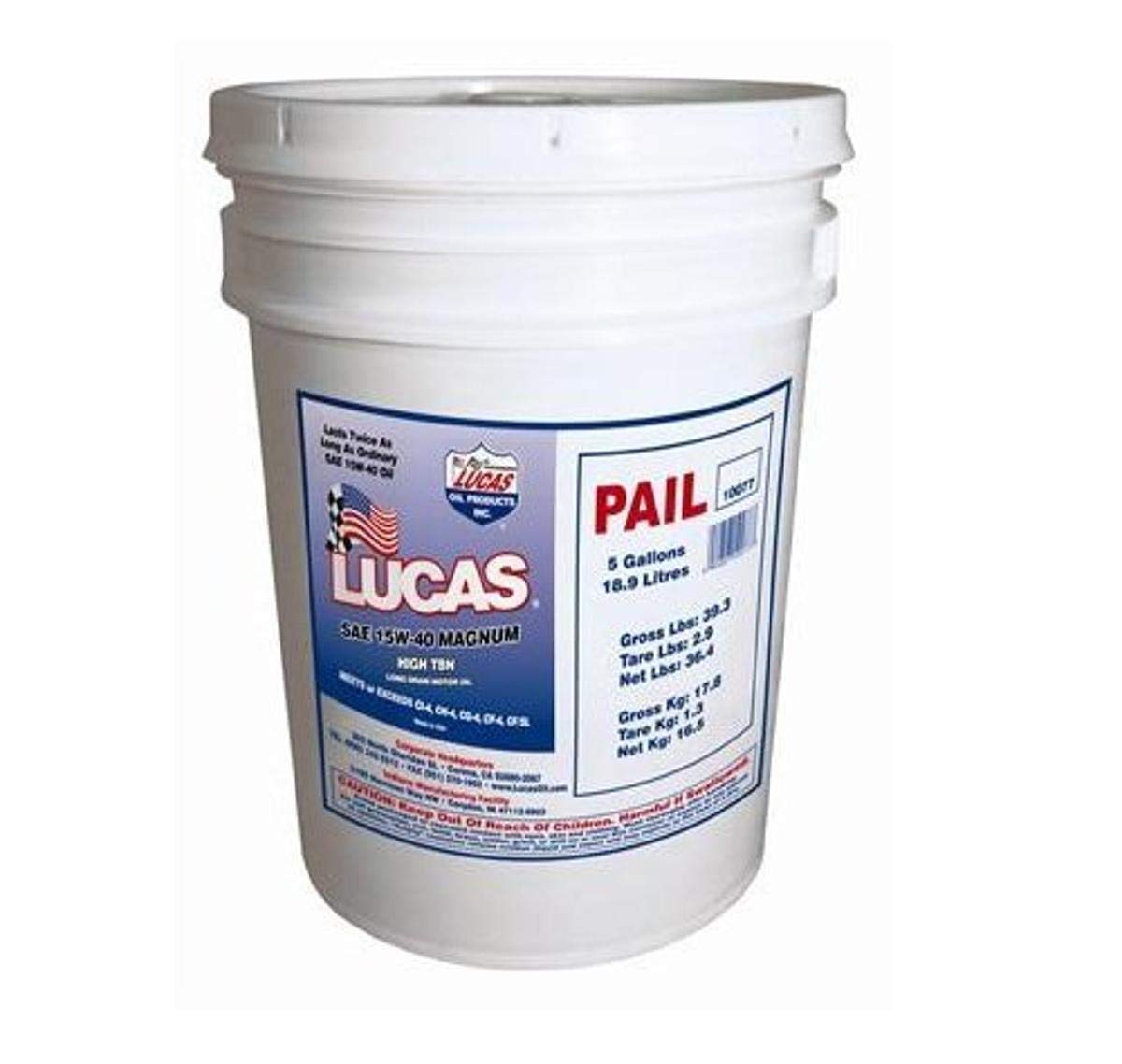 Lucas Oil 10077 SAE 15W-40 Magnum Motor Oil - 5 Gallon Pail | High Performance Engine Oil for Diesel & Gas Engines | Ideal for Trucks, Heavy Equipment & Fleet Maintenance