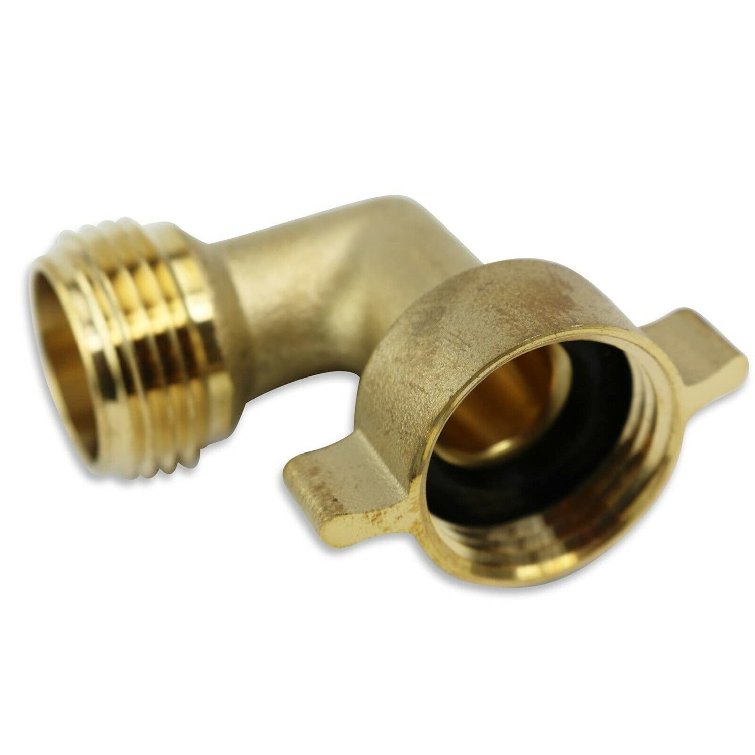 LCW-90EL 90 Degree Hose Elbow Connector - 3/4 Inch Heavy Duty Brass Fitting for Garden Hose, RV Camper Water Hose, Sprinkler Systems - Perfect for Tight Spaces & Leak-Free Water Connections