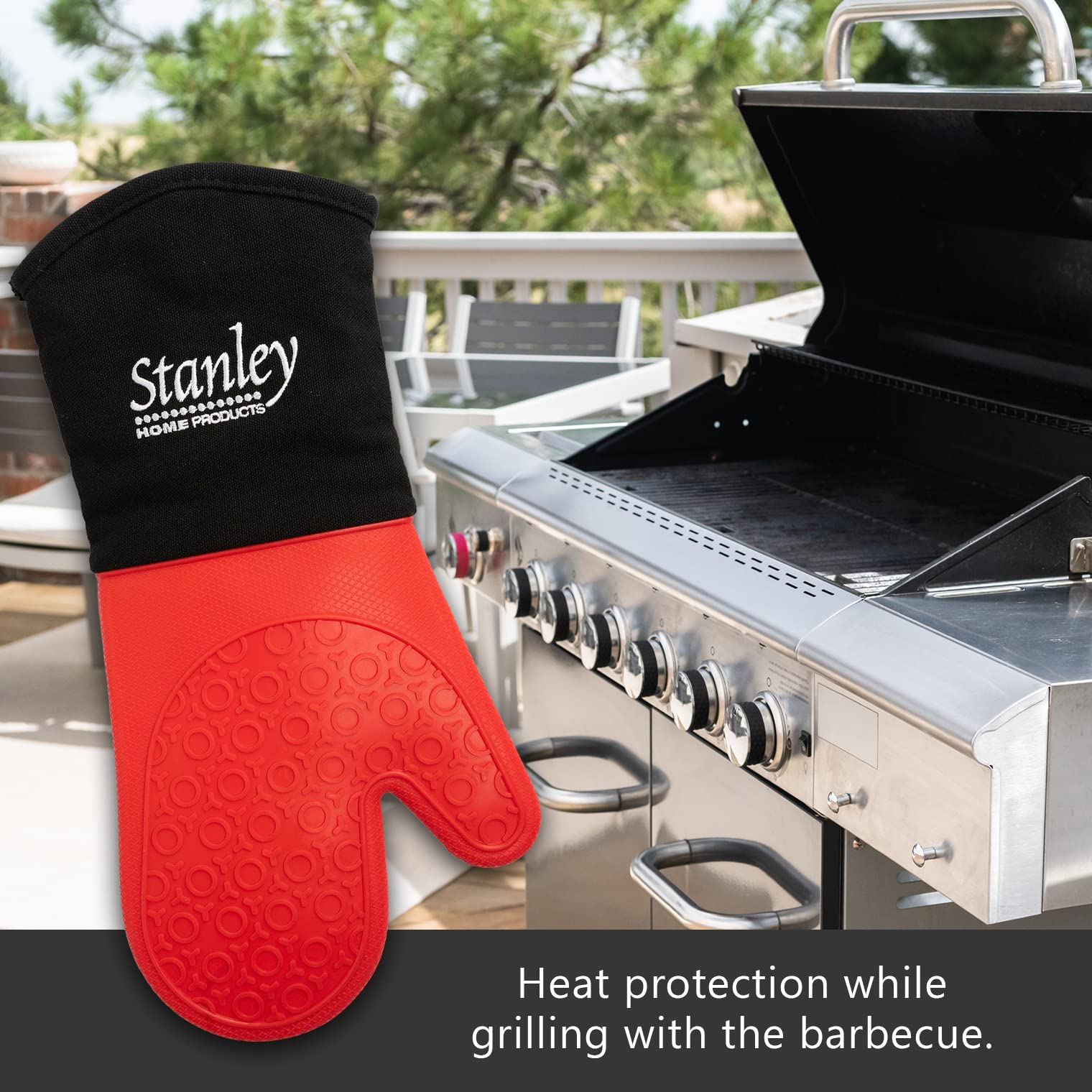 Stanley Heat-Resistant Silicone Oven Gloves - BBQ Mitts for Hot Pans, Plates & Dishes - Arm Protection Up to 500°F - Comfortable Insulated Kitchen Gloves for Baking, Grilling & Cooking (1 Pair)