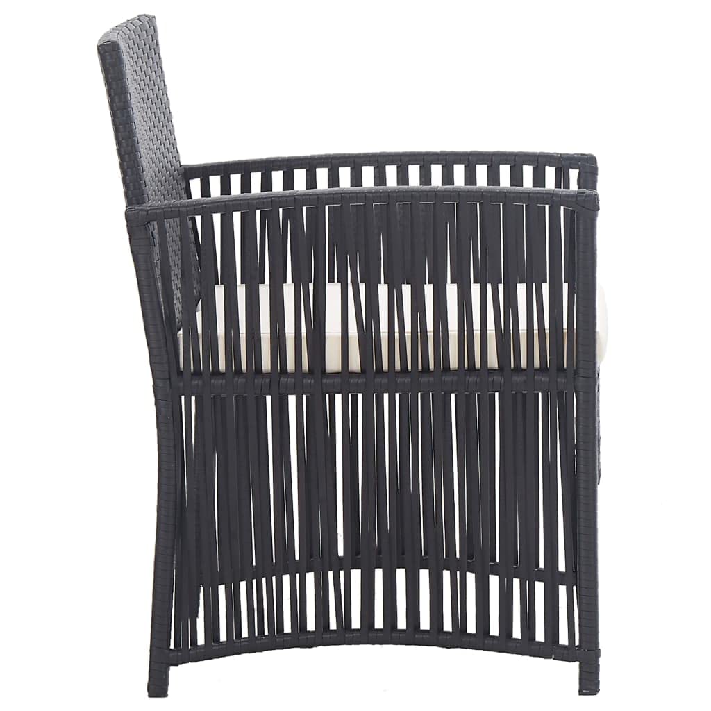 2-Piece Black Poly Rattan Patio Chair Set with Cushions - Outdoor Dining Chairs for Balcony, Garden, Poolside & Lawn - Weather-Resistant Patio Furniture for Relaxing & Entertaining
