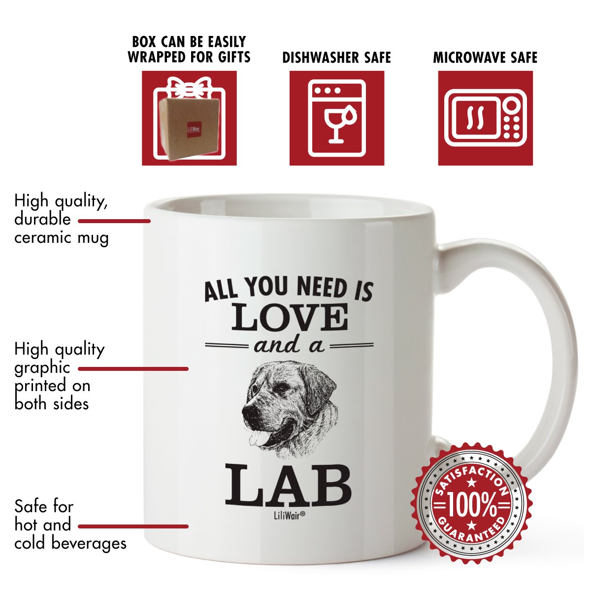 Funny Labrador Mom Coffee Mug - Best Gift for Dog Lovers, Christmas, Birthday (Men & Women) - Cute Dog-Themed Ceramic Cup for Home, Office Use - Perfect for Coffee, Tea, Hot Chocolate