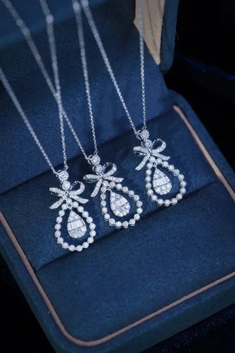 18K White Gold Vintage Diamond Pendant Necklace - 0.45ct Natural Diamond Romantic Jewelry for Women, Perfect for Weddings, Anniversaries & Special Occasions