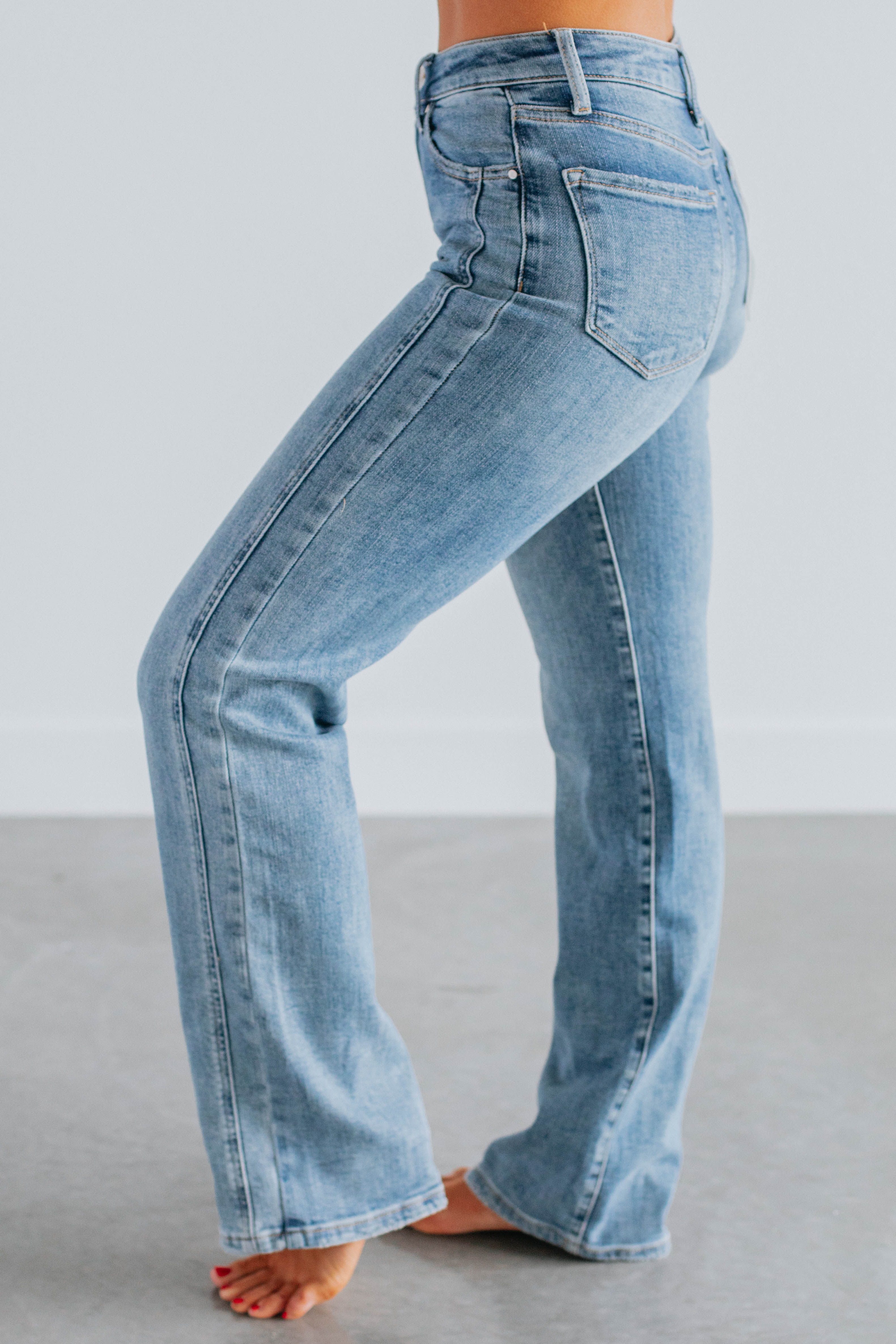 Calina Risen Jeans - Medium Wash Women's High Waist Stretch Denim Pants | Perfect for Casual Wear, Office & Date Nights
